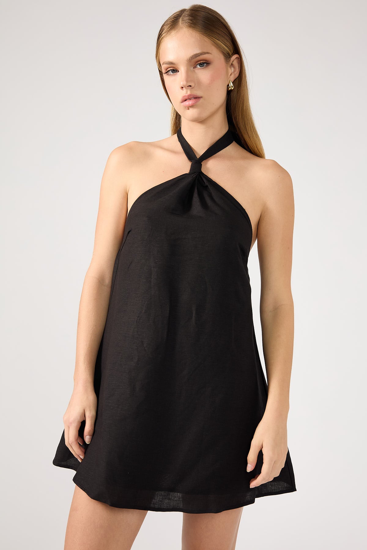 Perfect Stranger Tobago Linen Mini Dress Black