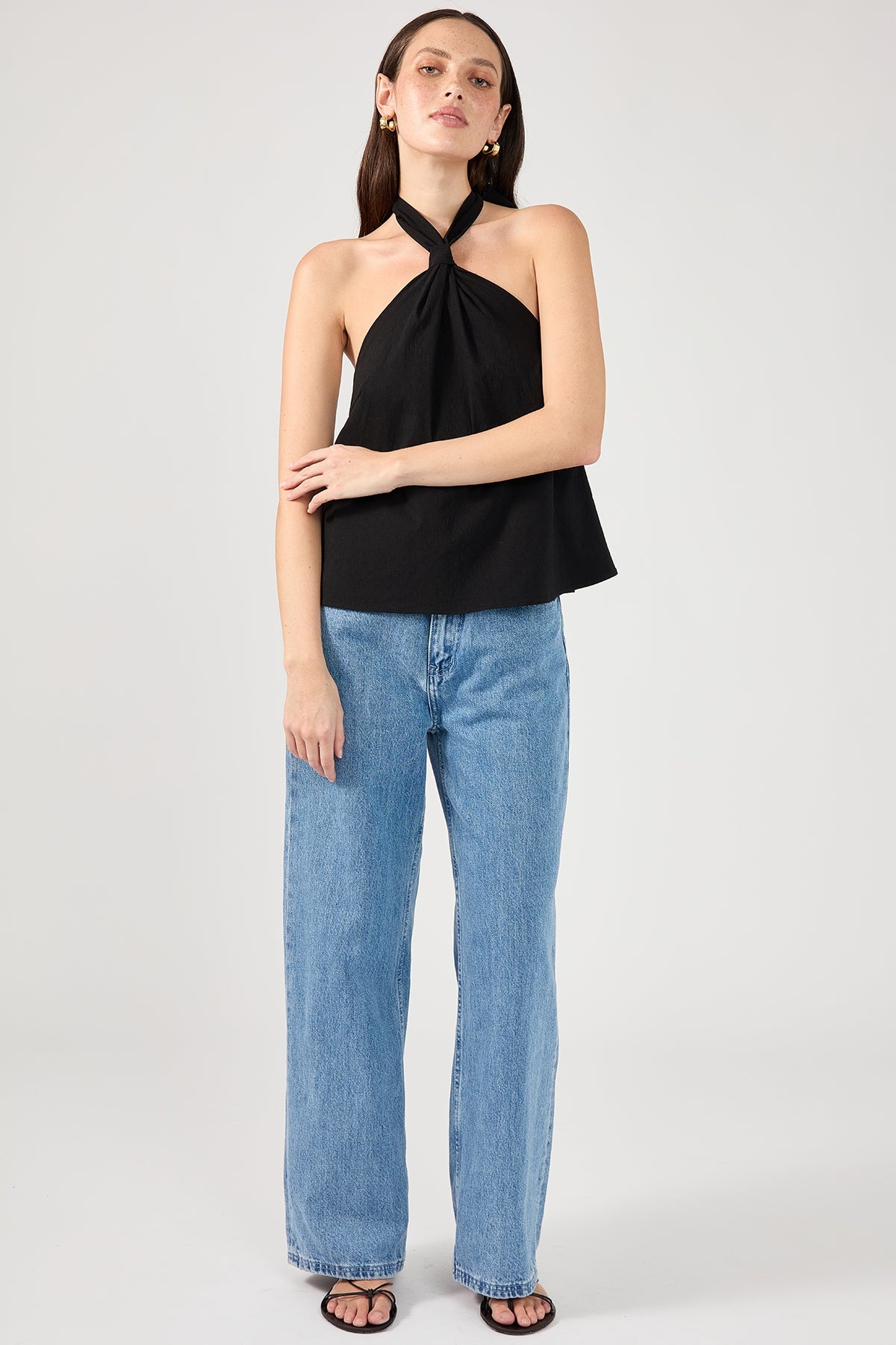 Perfect Stranger Trina Tie Knot Top Black