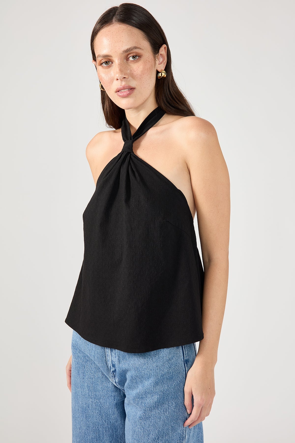 Perfect Stranger Trina Tie Knot Top Black