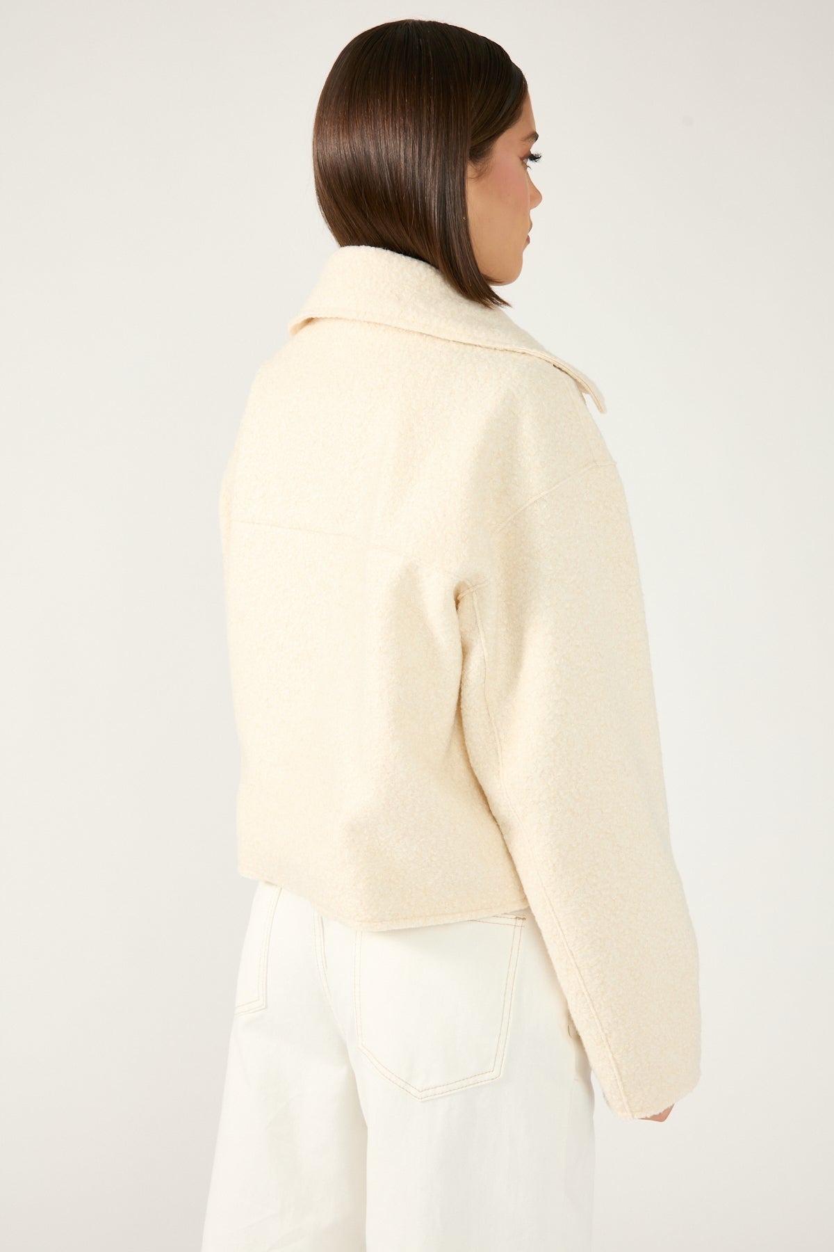 Perfect Stranger Pixie Textured Zip Up Jacket Cream