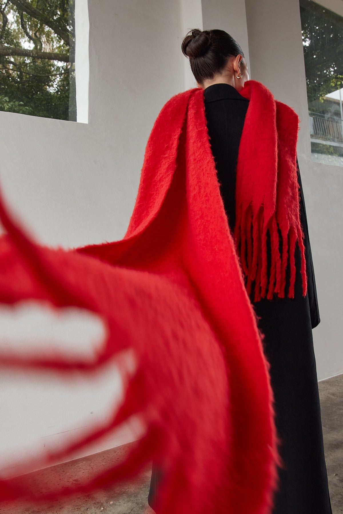 Perfect Stranger Plush Oversized Knit Scarf Red