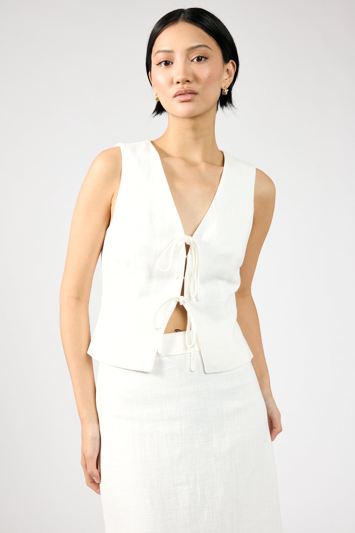 Perfect Stranger Menorca Tie Up Vest Top White