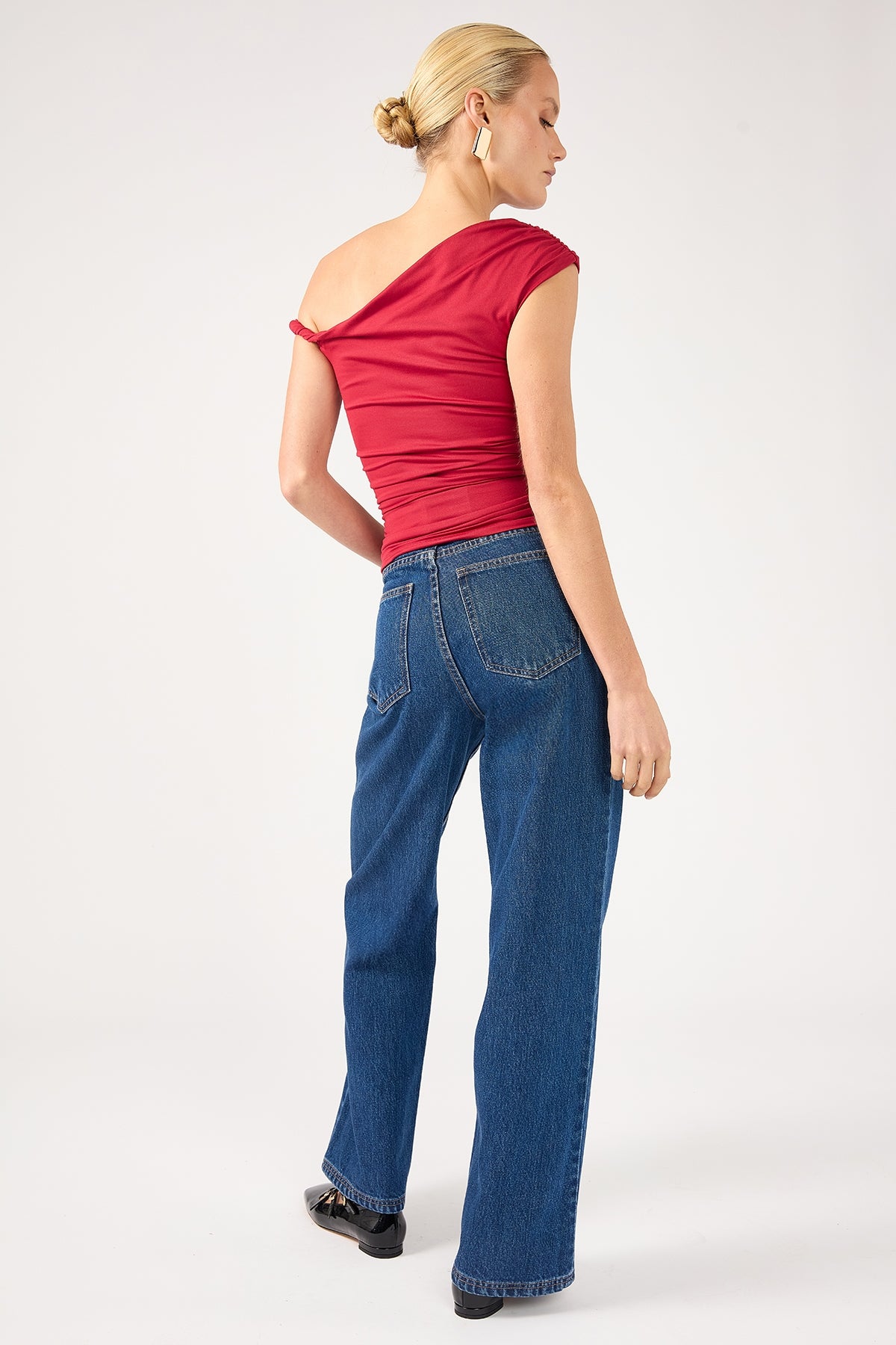 Perfect Stranger High Rise Wide Leg Jean Deep Blue Denim