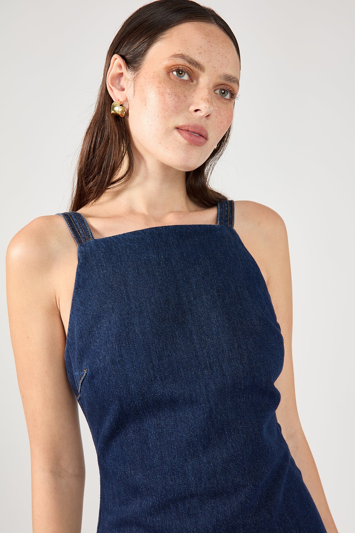 Perfect Stranger Paloma Denim Mini Dress Indigo Raw Denim