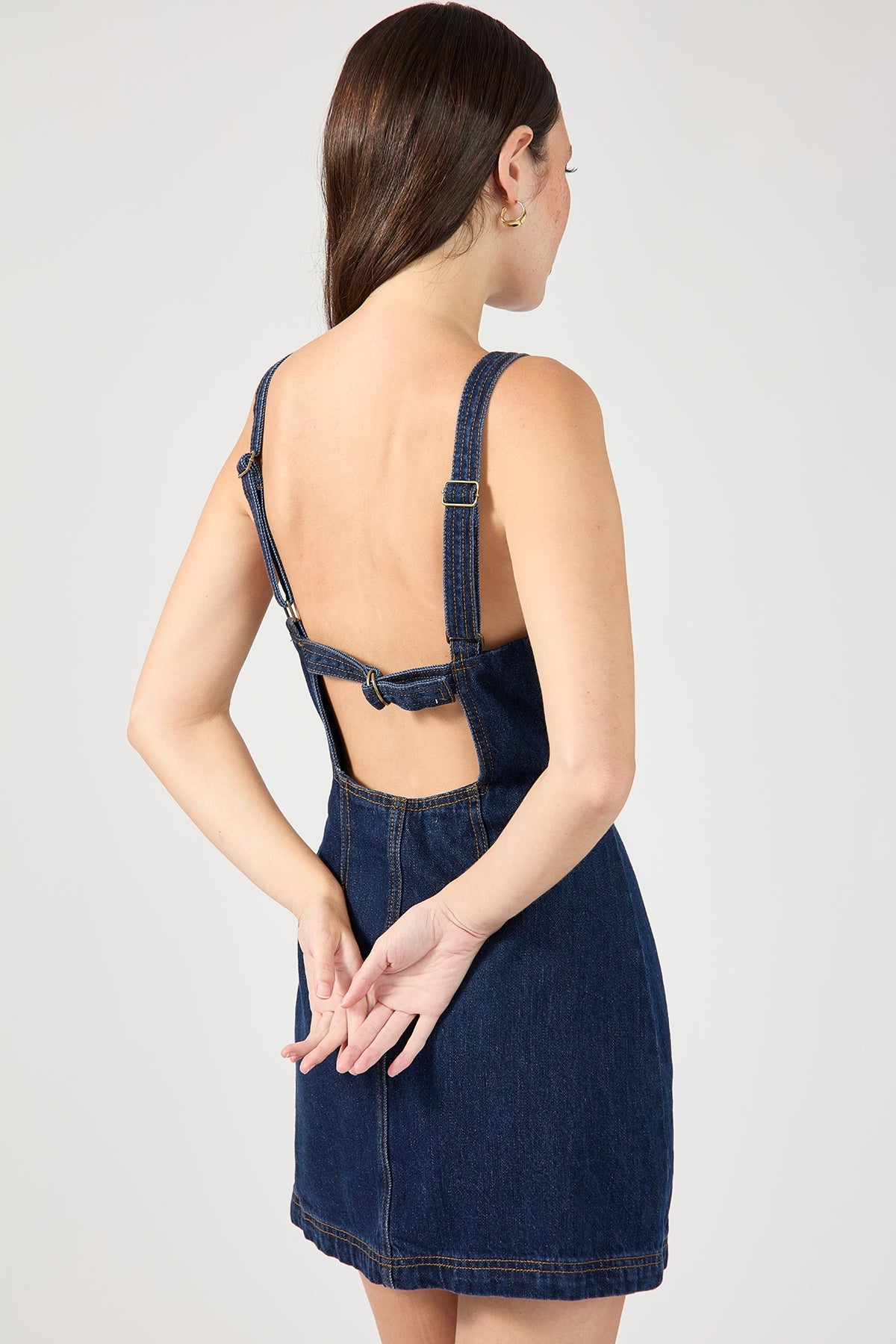 Perfect Stranger Paloma Denim Mini Dress Indigo Raw Denim