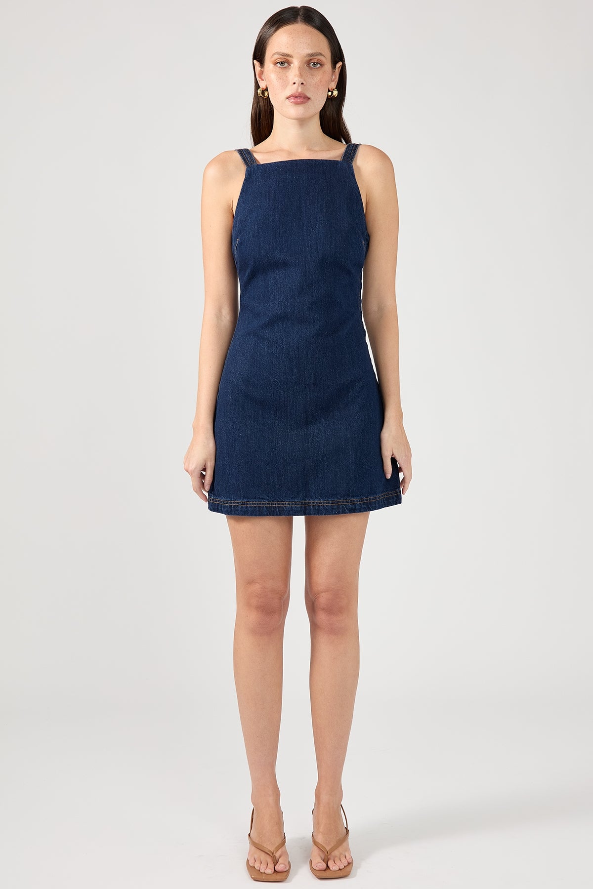 Perfect Stranger Paloma Denim Mini Dress Indigo Raw Denim