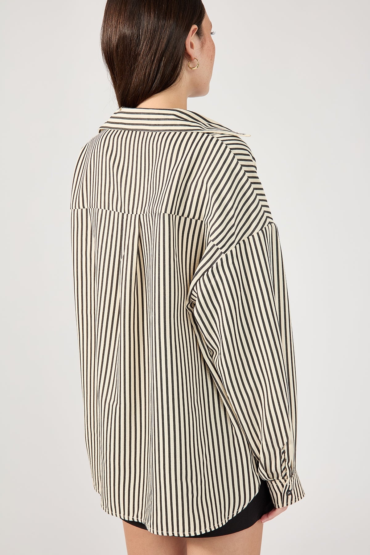 Perfect Stranger Cleo Stripe Long Sleeve Shirt Black Stripe