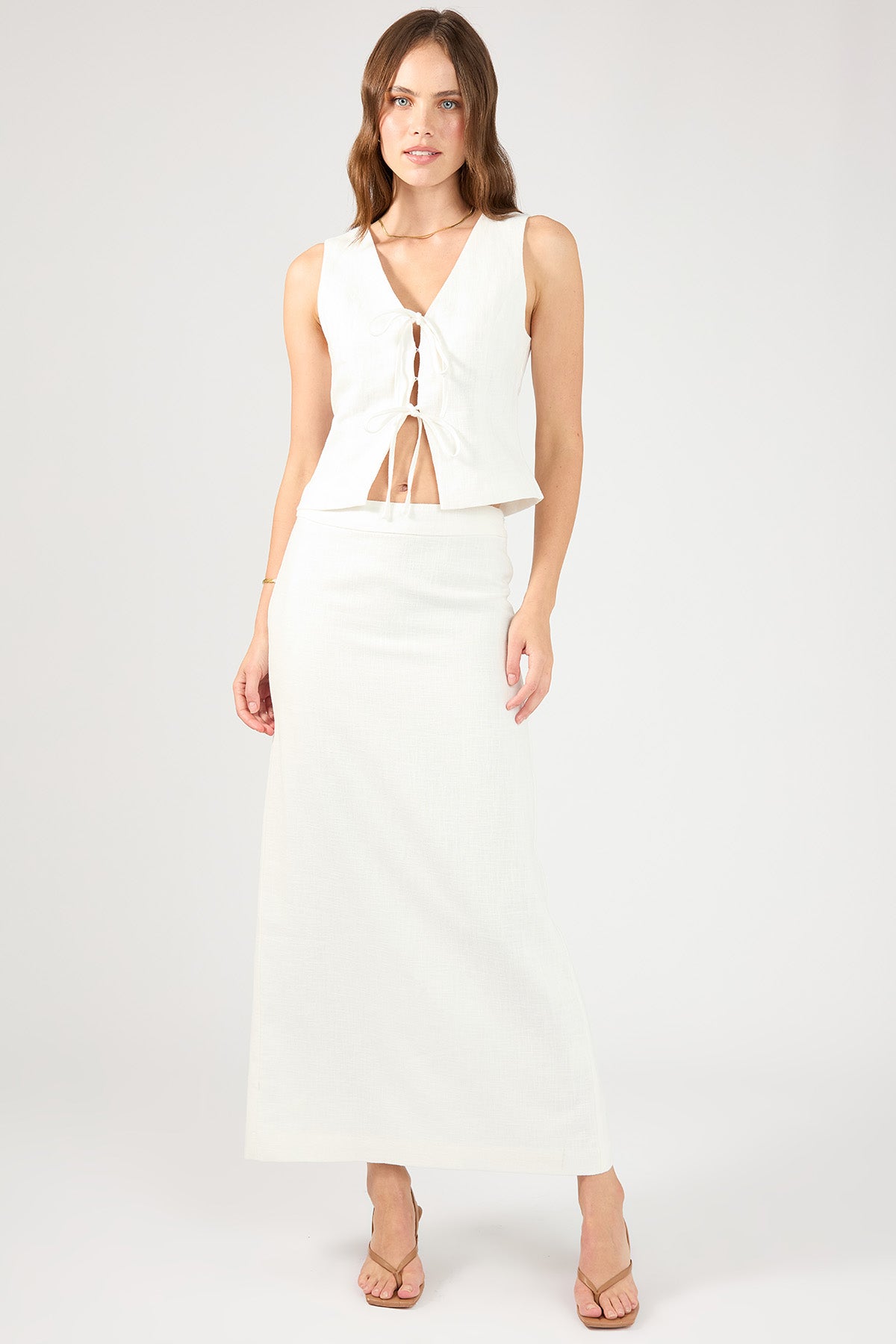 Perfect Stranger Menorca Pencil Midi Skirt White