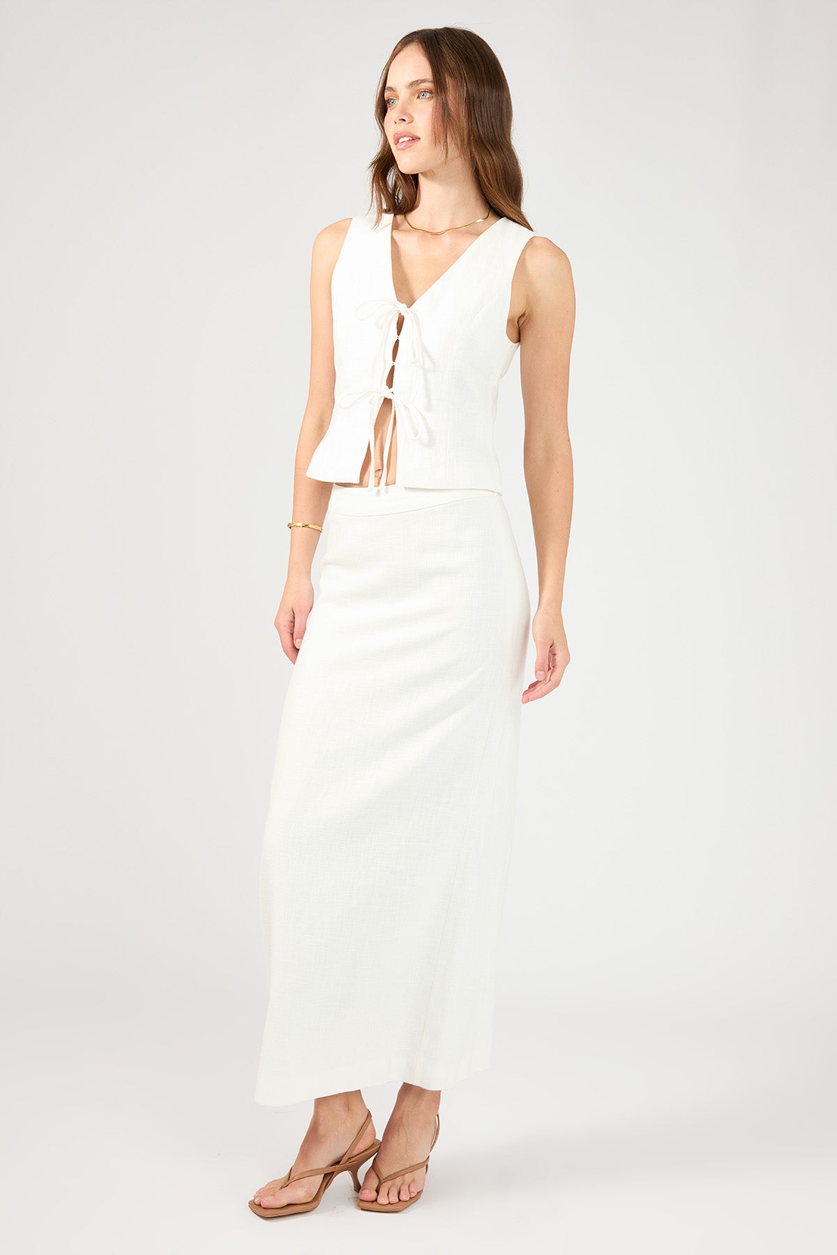 Perfect Stranger Menorca Pencil Midi Skirt White