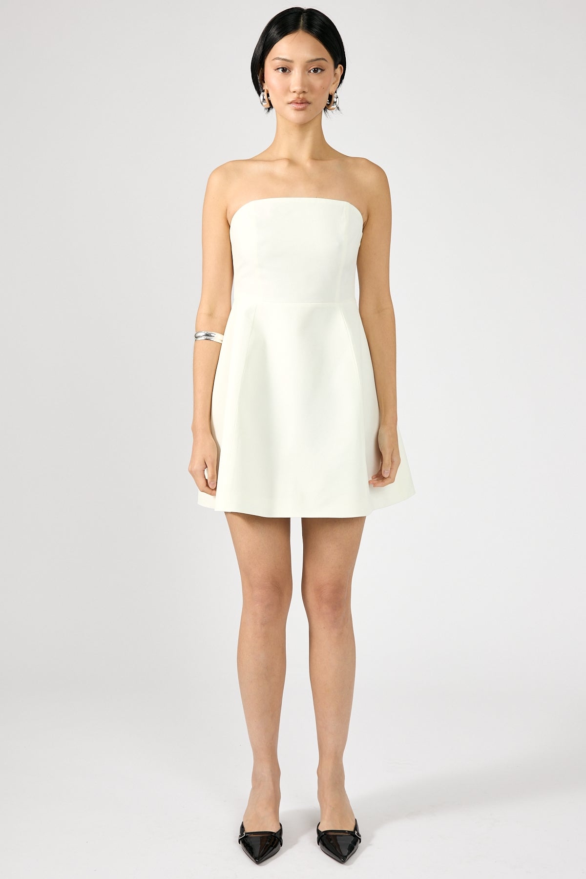 Perfect Stranger Bebe Strapless Mini Dress White