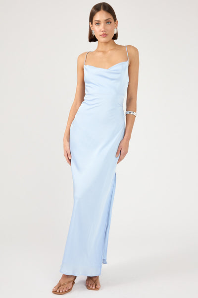 evie maxi dress Perfect Stranger Evie Recycled Maxi Dress Baby Blue