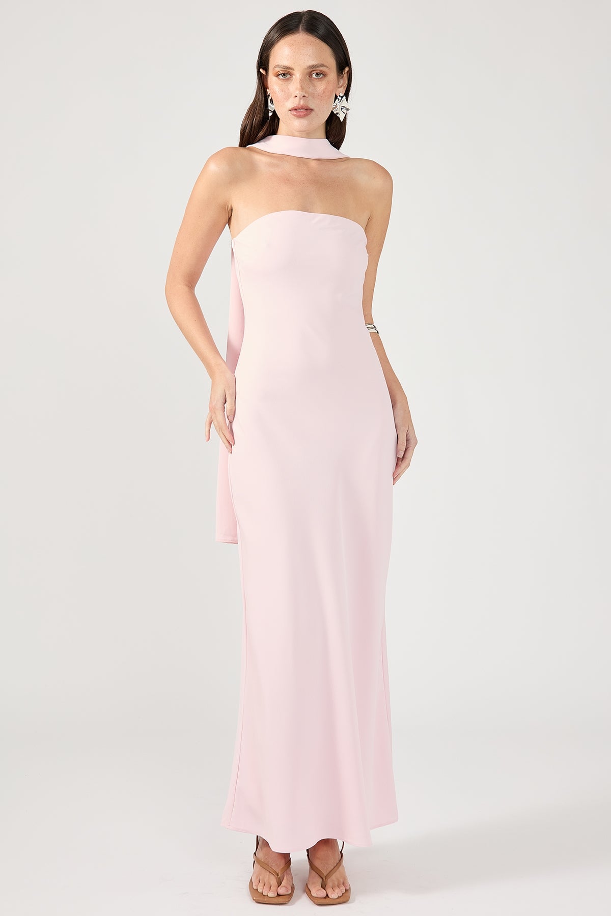 Perfect Stranger Carlota Strapless Scarf Maxi Dress Pink