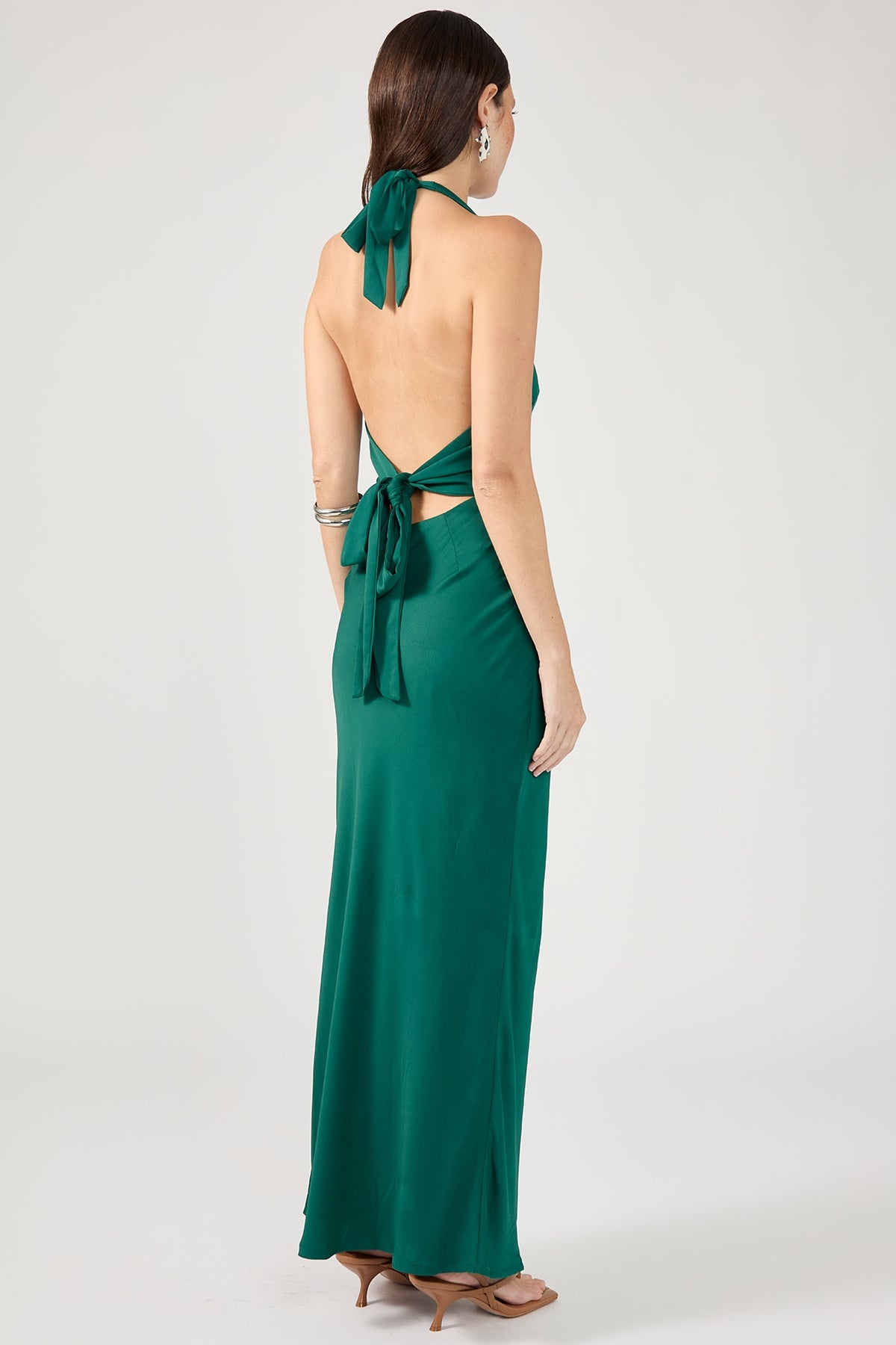 Perfect Stranger Nerea Halter Maxi Dress Green