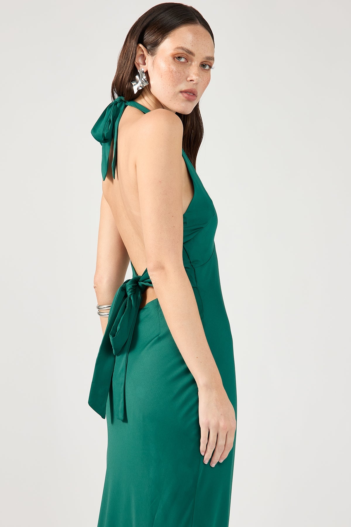 Perfect Stranger Nerea Halter Maxi Dress Green