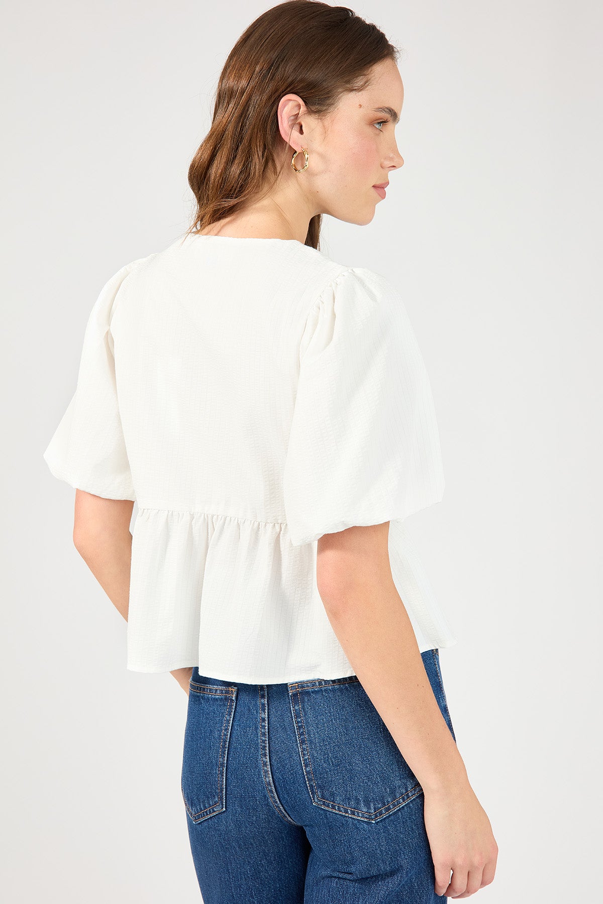 Perfect Stranger Delilah Tie Front Short Sleeve Blouse White