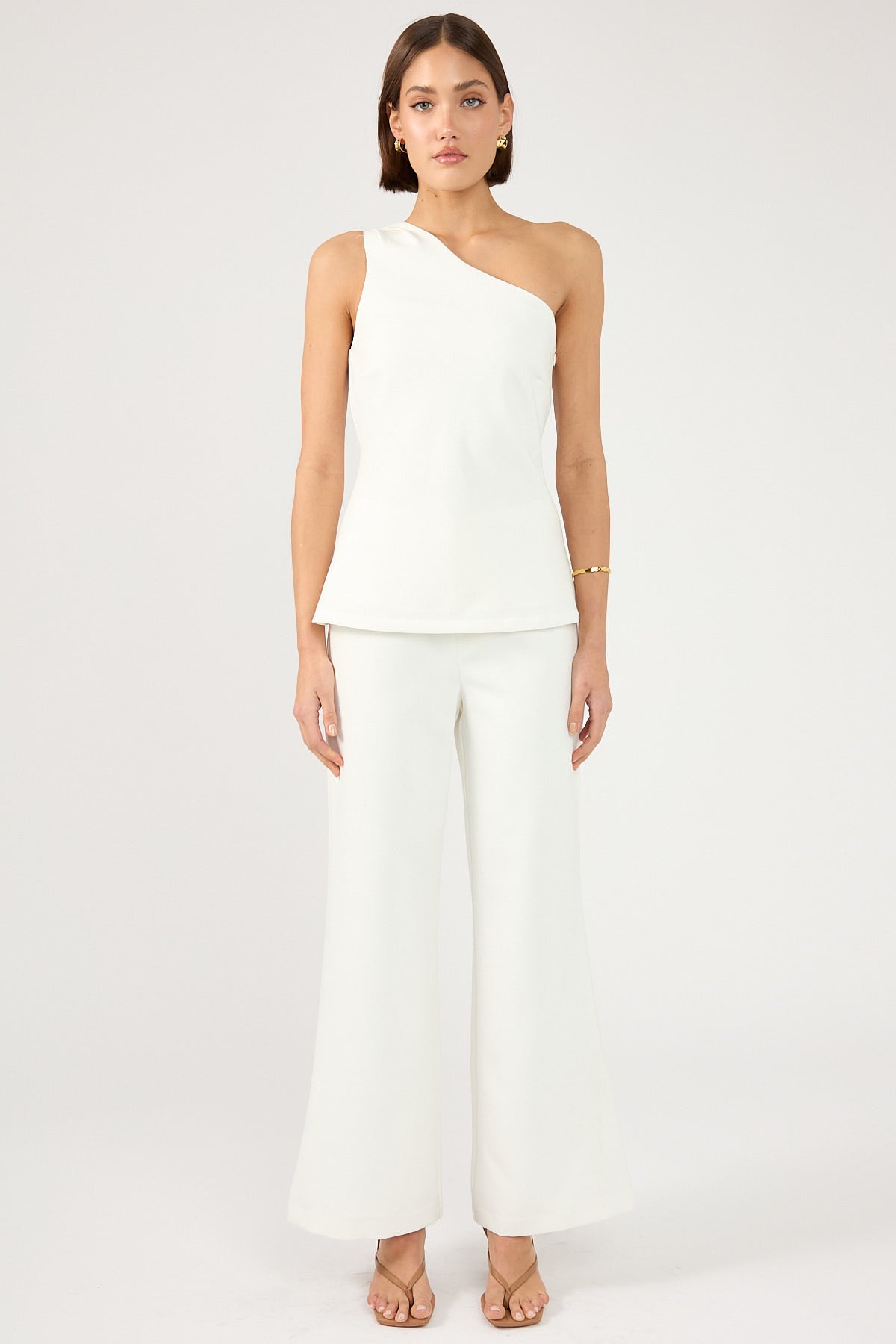 Perfect Stranger Raye One Shoulder Long Line Top White