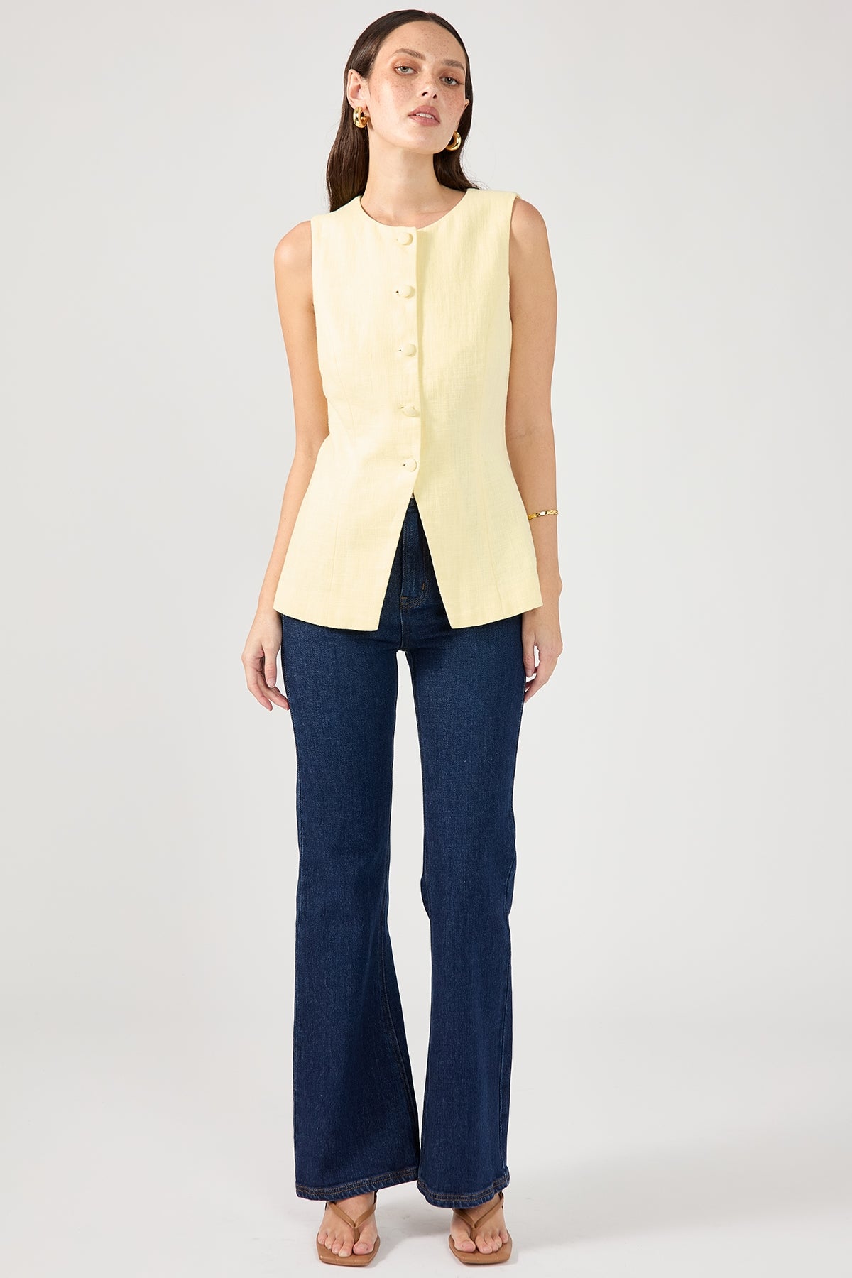 Perfect Stranger Menorca Long Line Vest Lemon