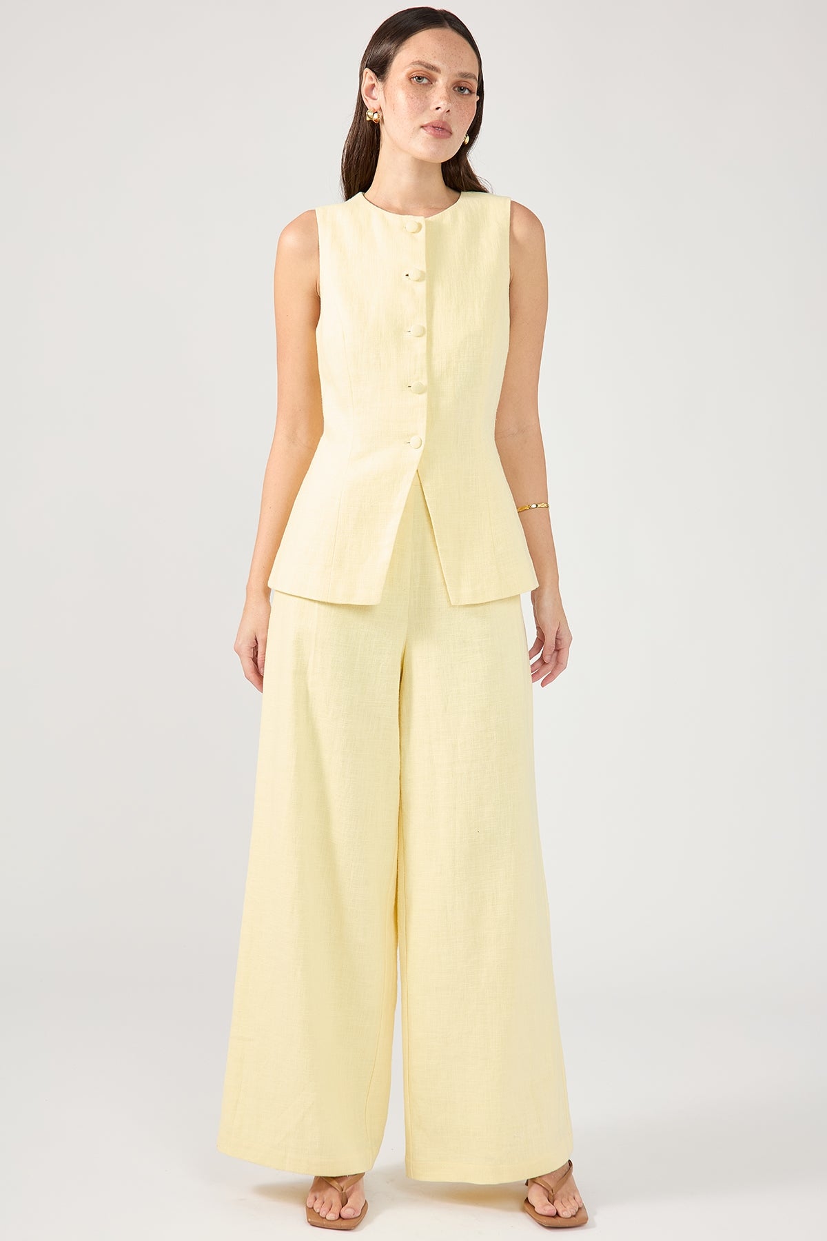 Perfect Stranger Menorca Long Line Vest Lemon