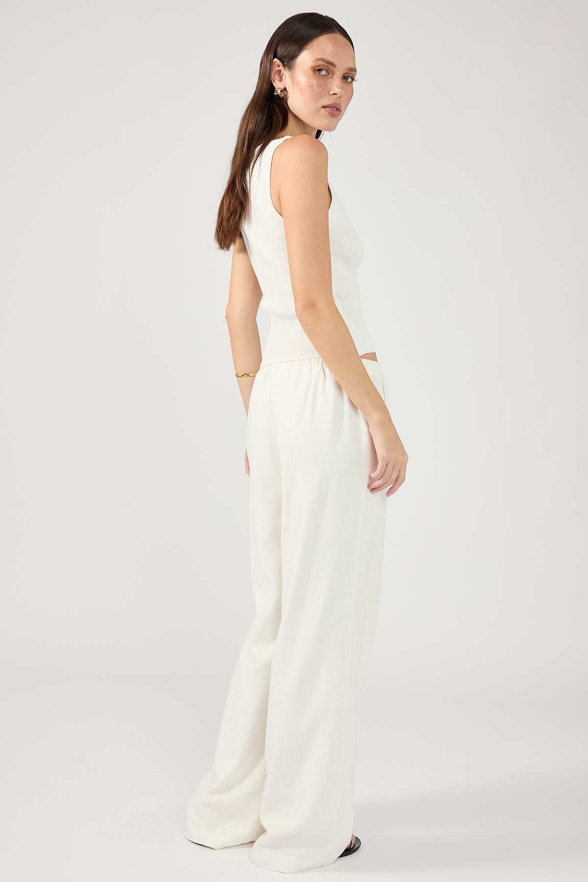 Perfect Stranger Barefoot Drawcord Linen Pant White