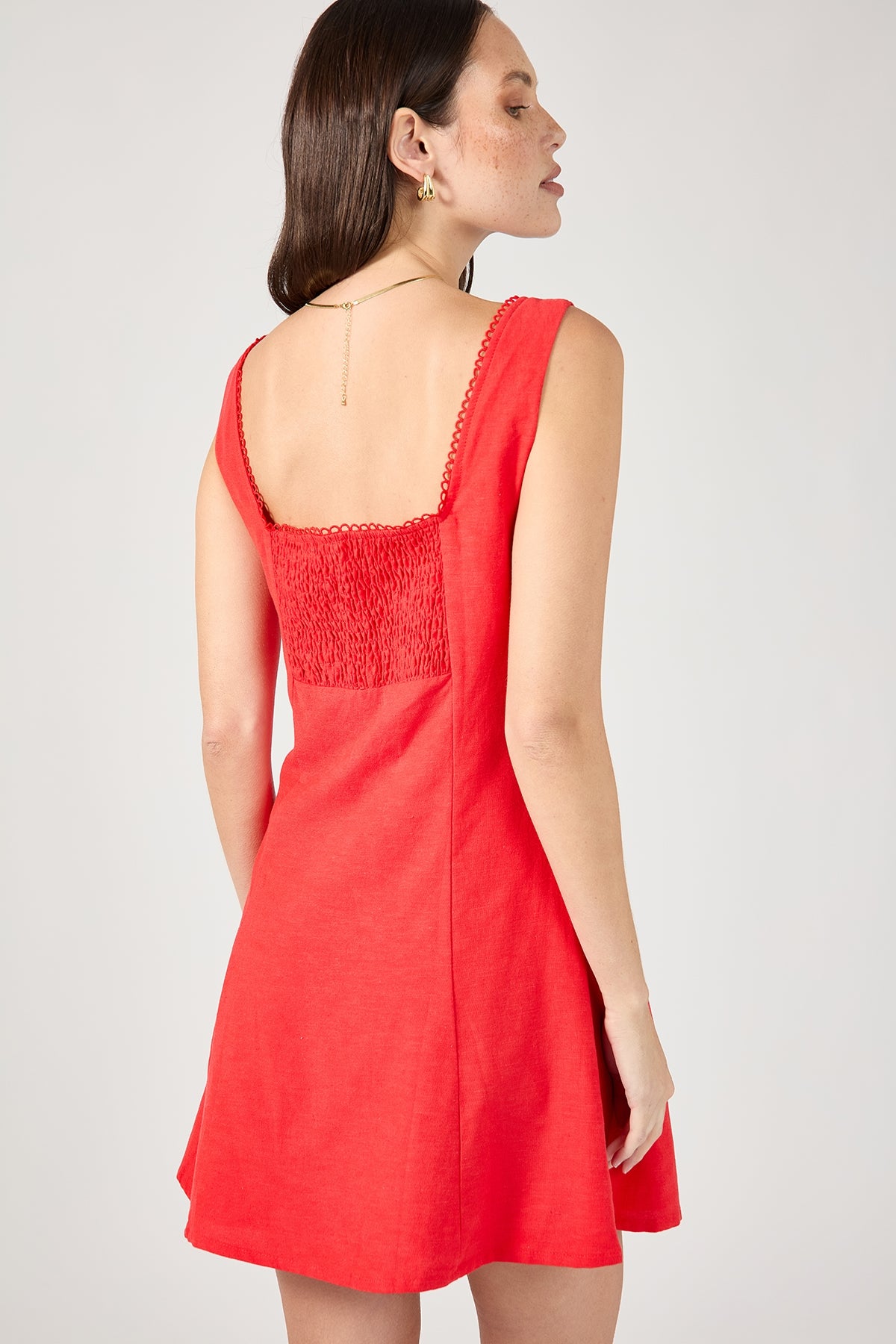 Perfect Stranger Lizzy Linen Mini Dress Red