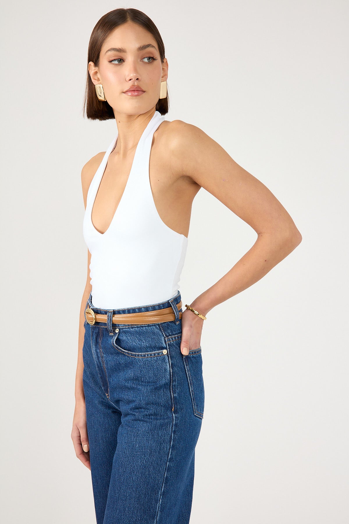 Perfect Stranger Stivie Jersey Halter Top White