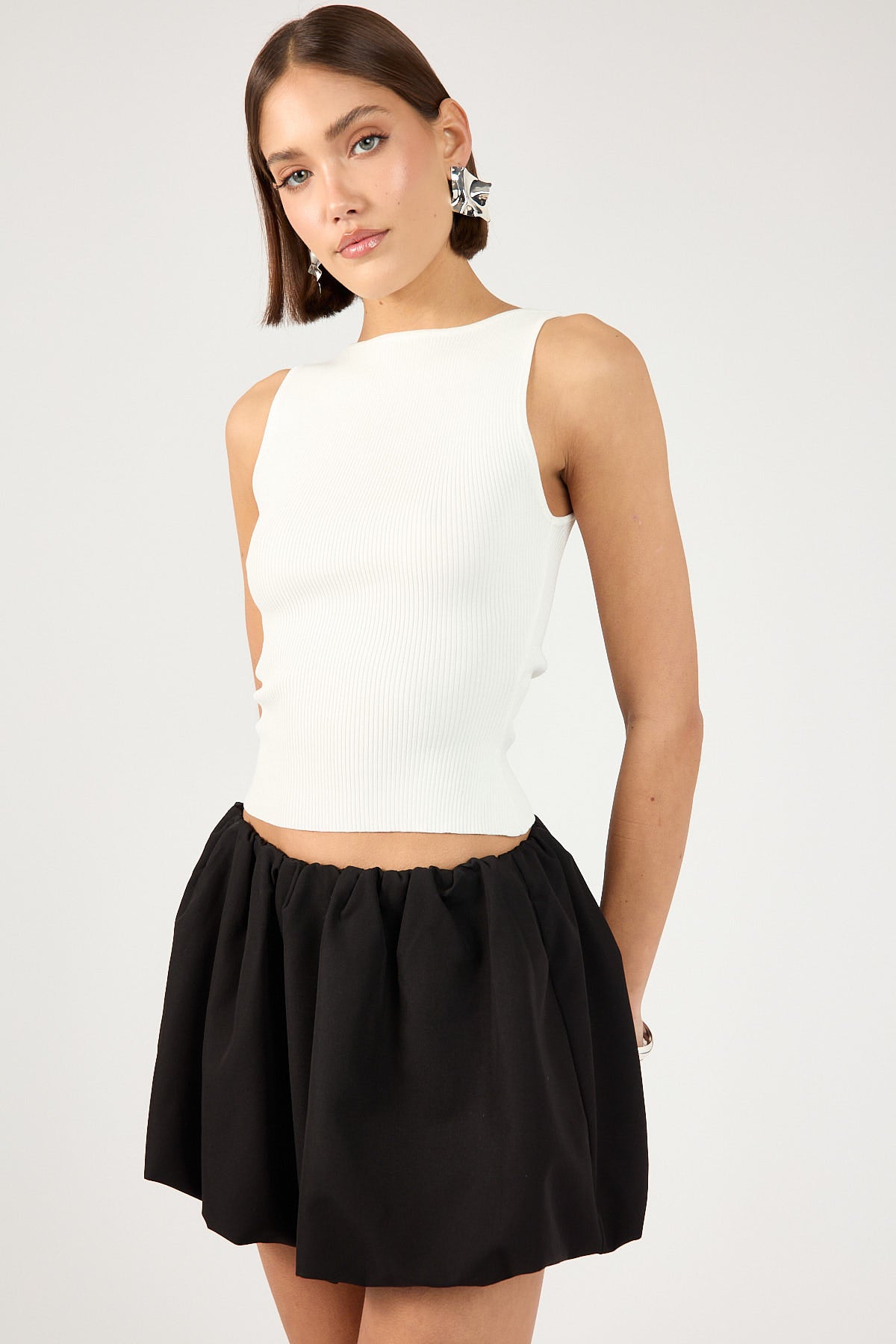 Perfect Stranger In My Bubble Mini Skirt Black