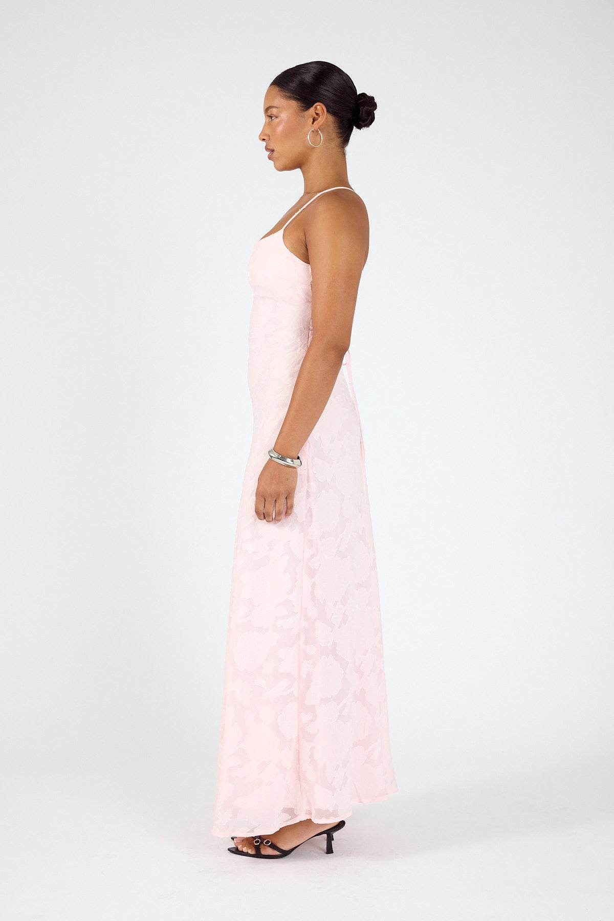 Perfect Stranger Evon Lace Up Back Maxi Dress Light Pink