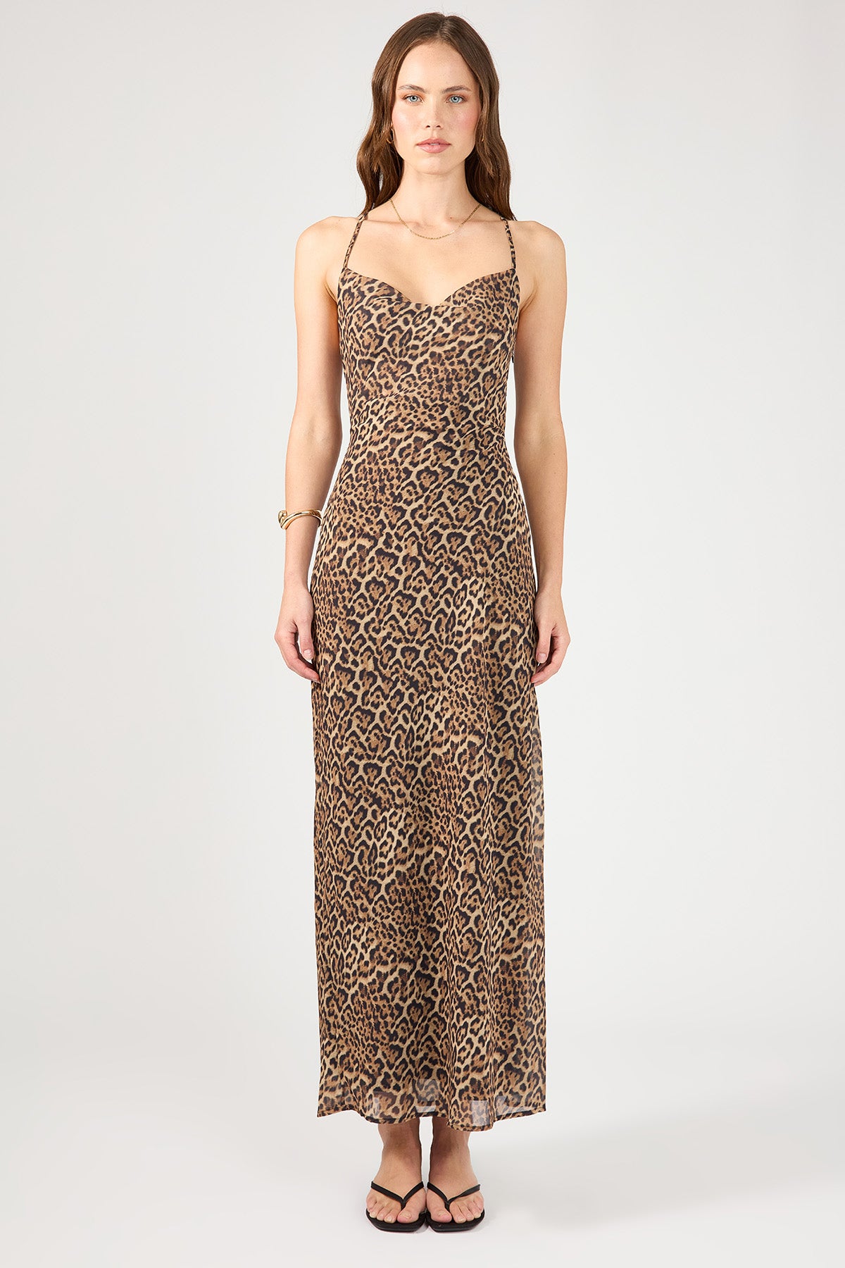 Perfect Stranger Serengeti Leopard Chiffon Midi Dress Leopard