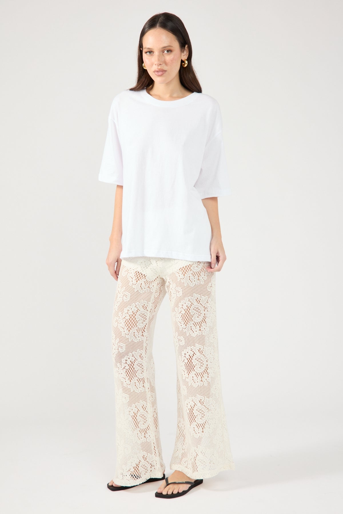 Perfect Stranger Seville Lace Relaxed Flare Pant Off White