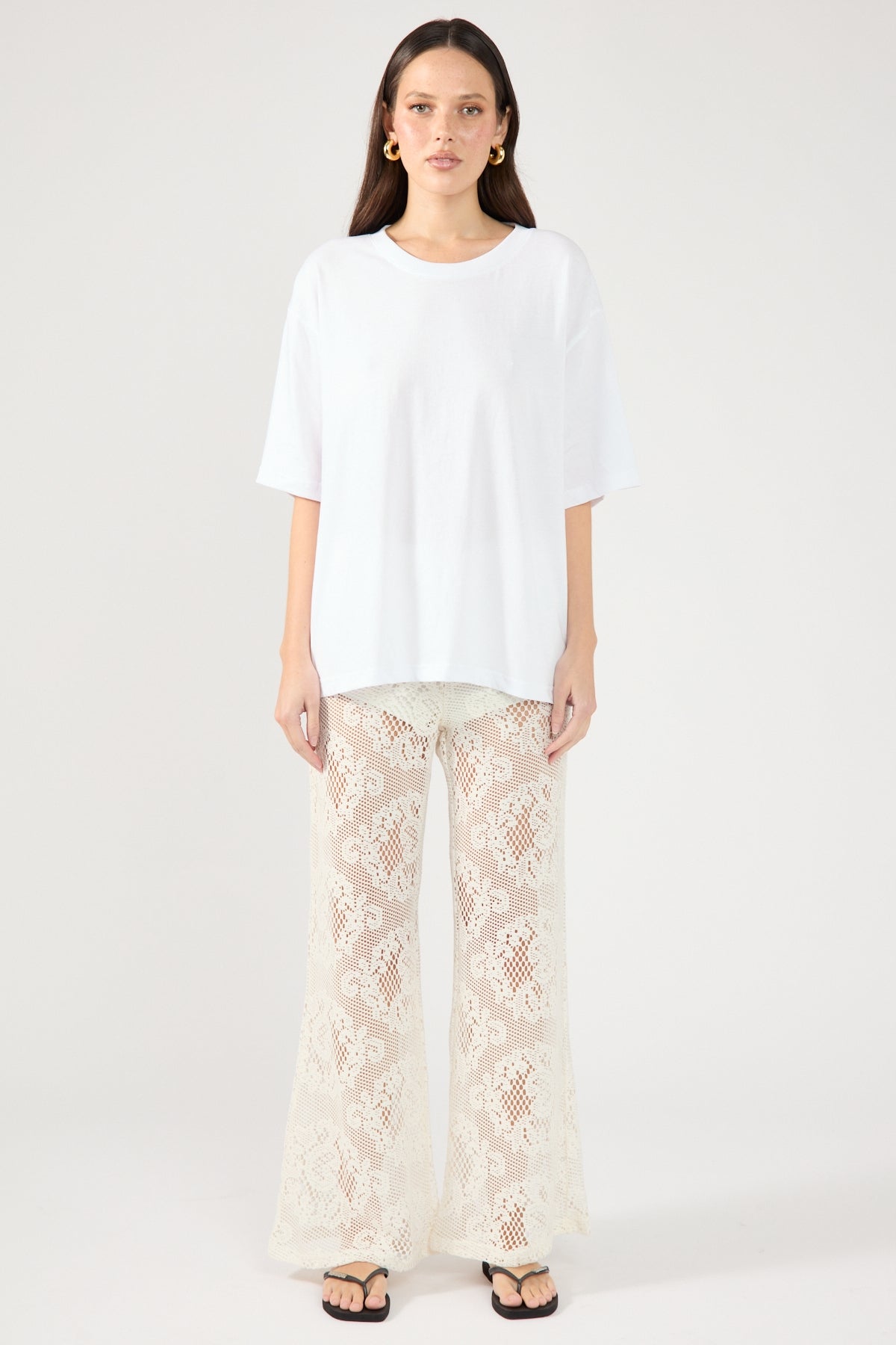 Perfect Stranger Seville Lace Relaxed Flare Pant Off White