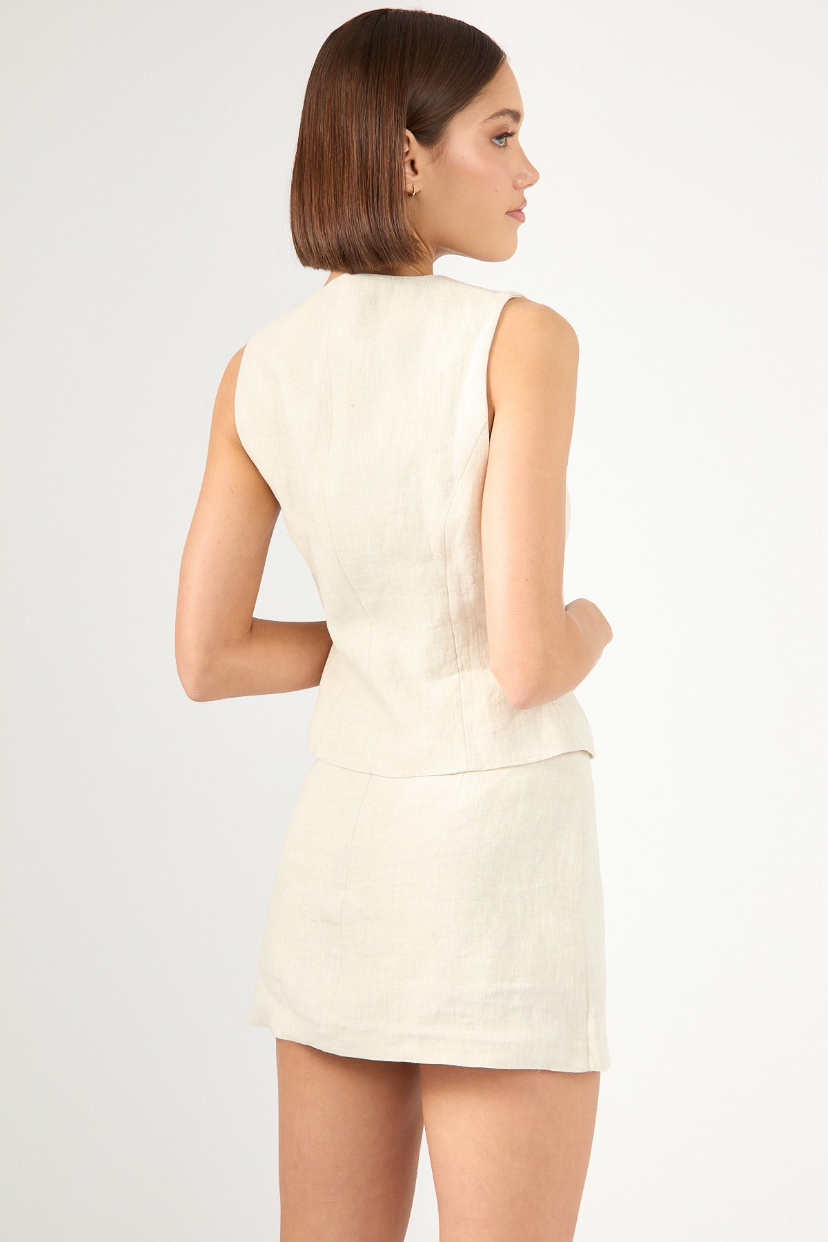 Perfect Stranger Linen Tie Up Skort Oat