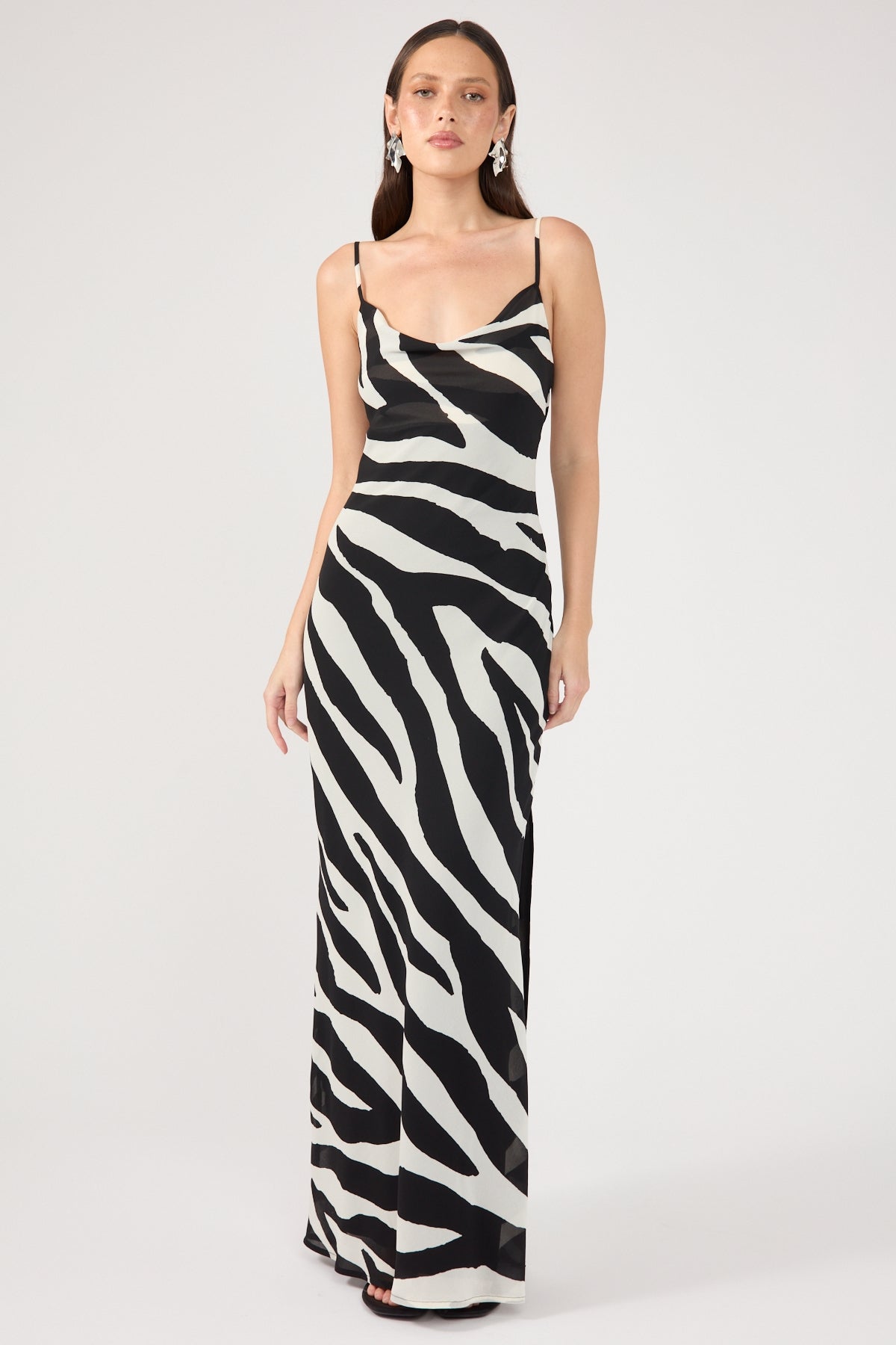 Perfect Stranger Zebby Chiffon Maxi Dress Zebra