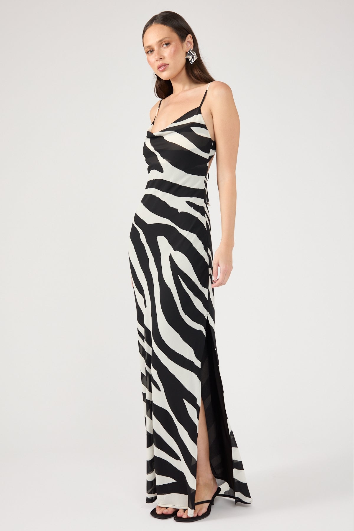 Perfect Stranger Zebby Chiffon Maxi Dress Zebra