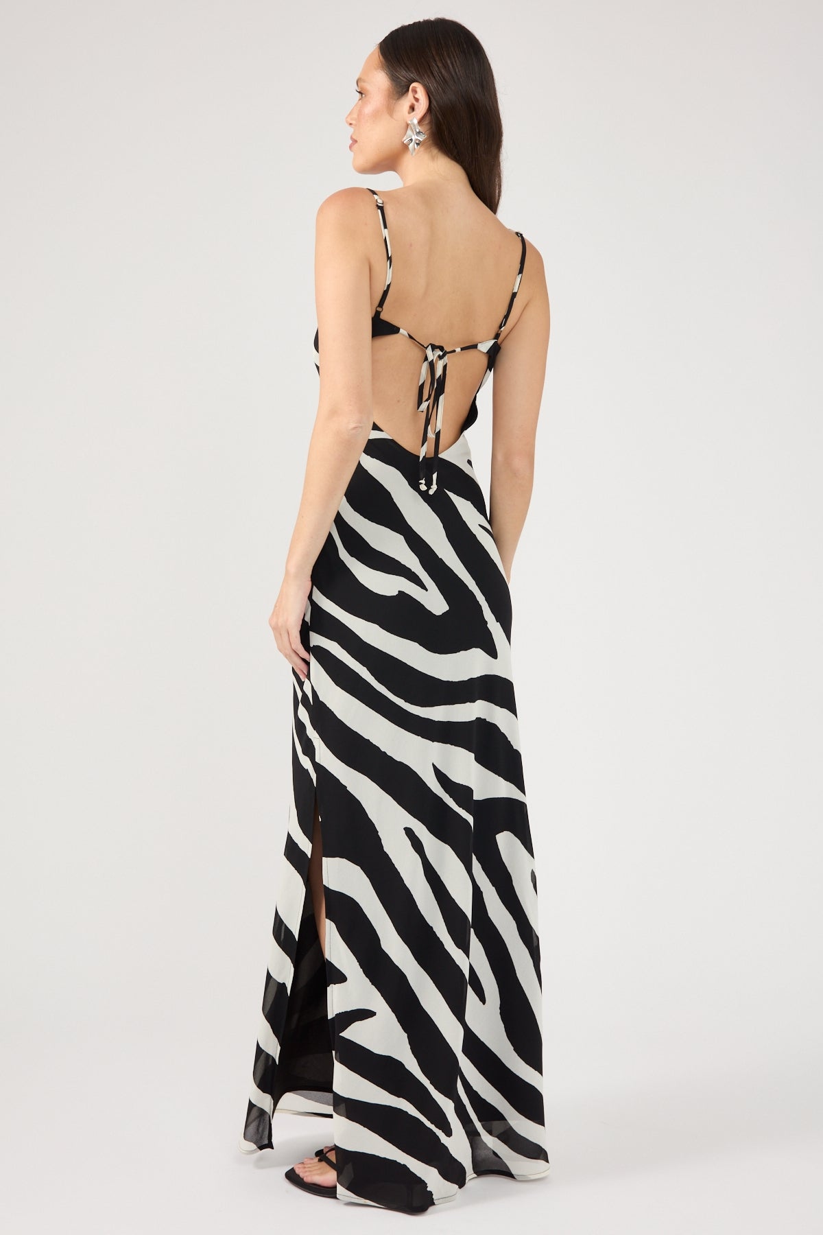 Perfect Stranger Zebby Chiffon Maxi Dress Zebra