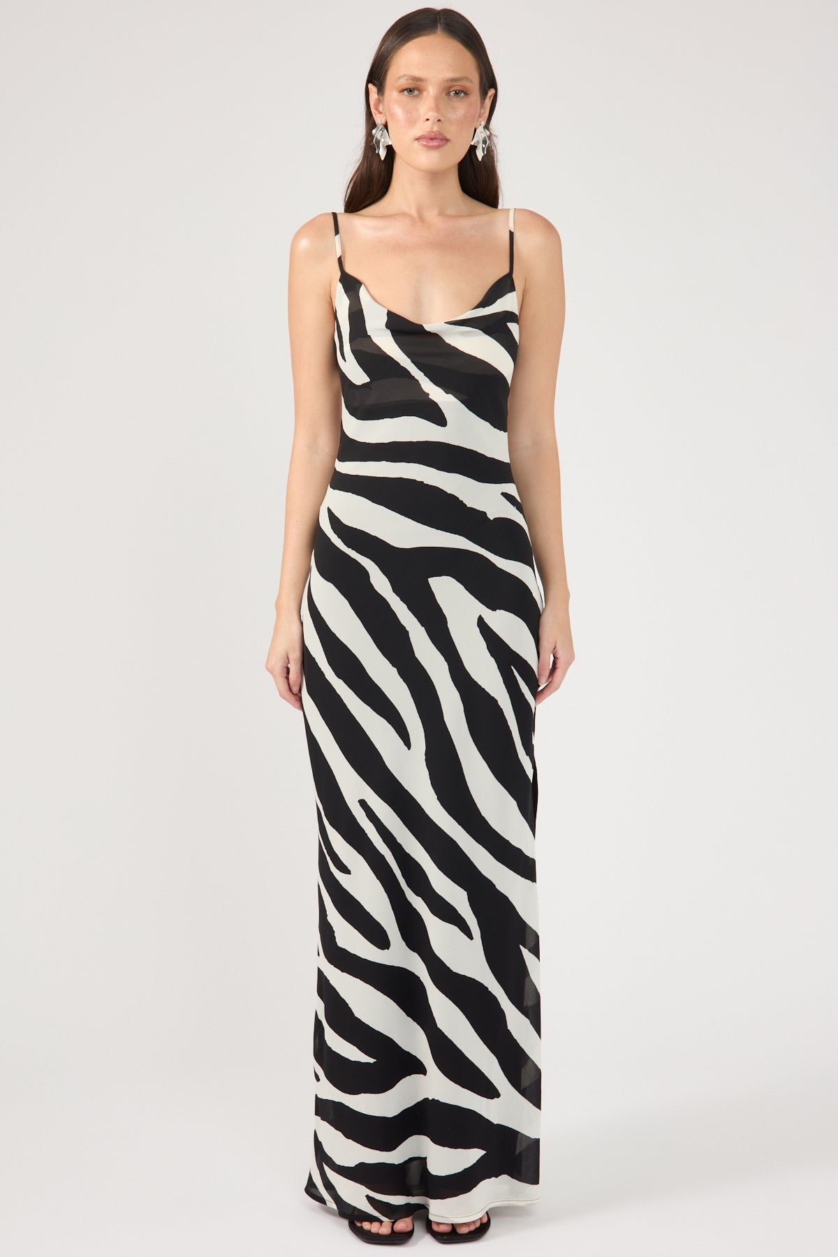 Perfect Stranger Zebby Chiffon Maxi Dress Zebra