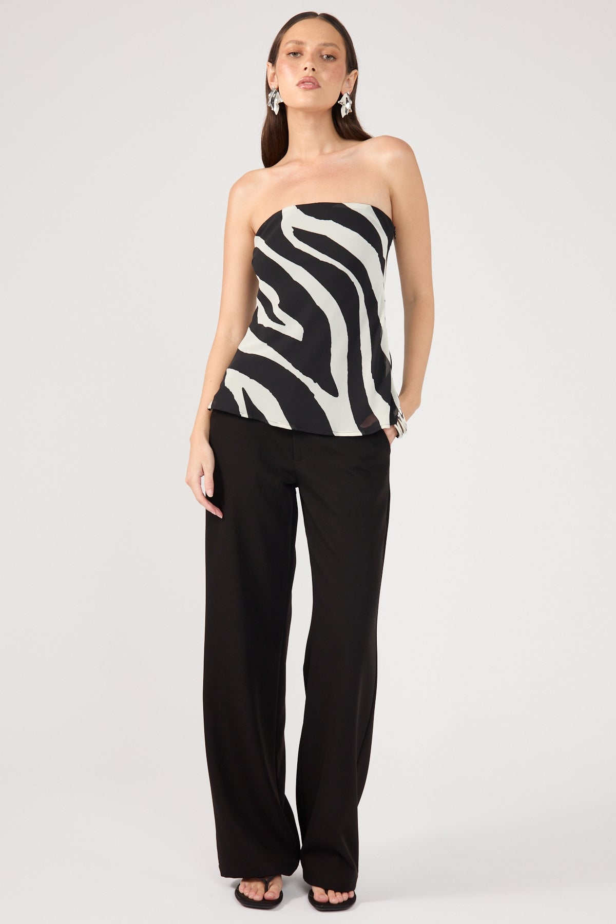 Perfect Stranger Zebby Chiffon Strapless Top Zebra