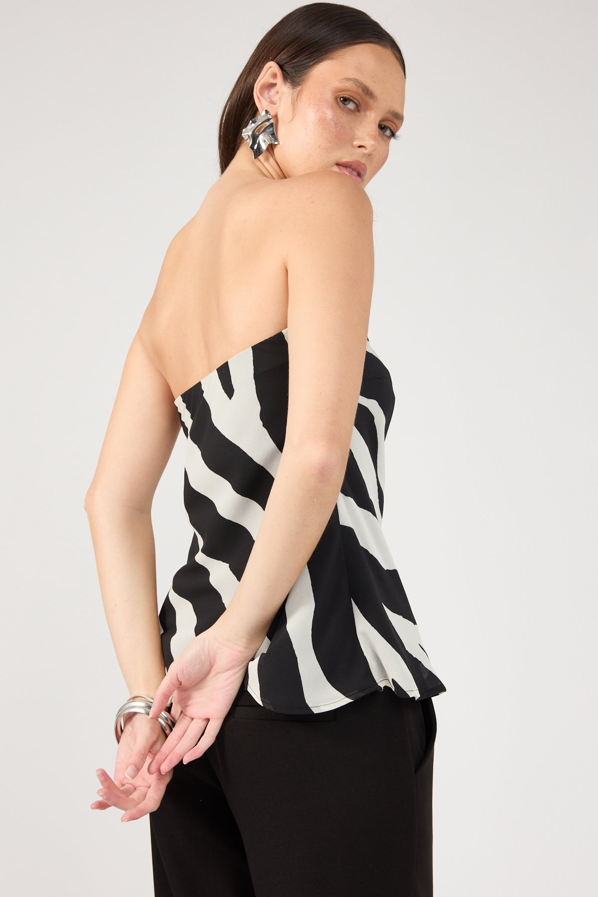 Perfect Stranger Zebby Chiffon Strapless Top Zebra