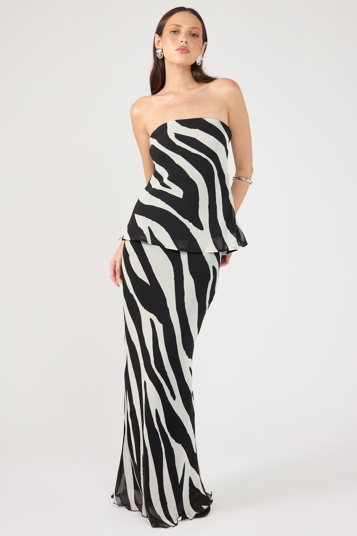 Perfect Stranger Zebby Chiffon Strapless Top Zebra