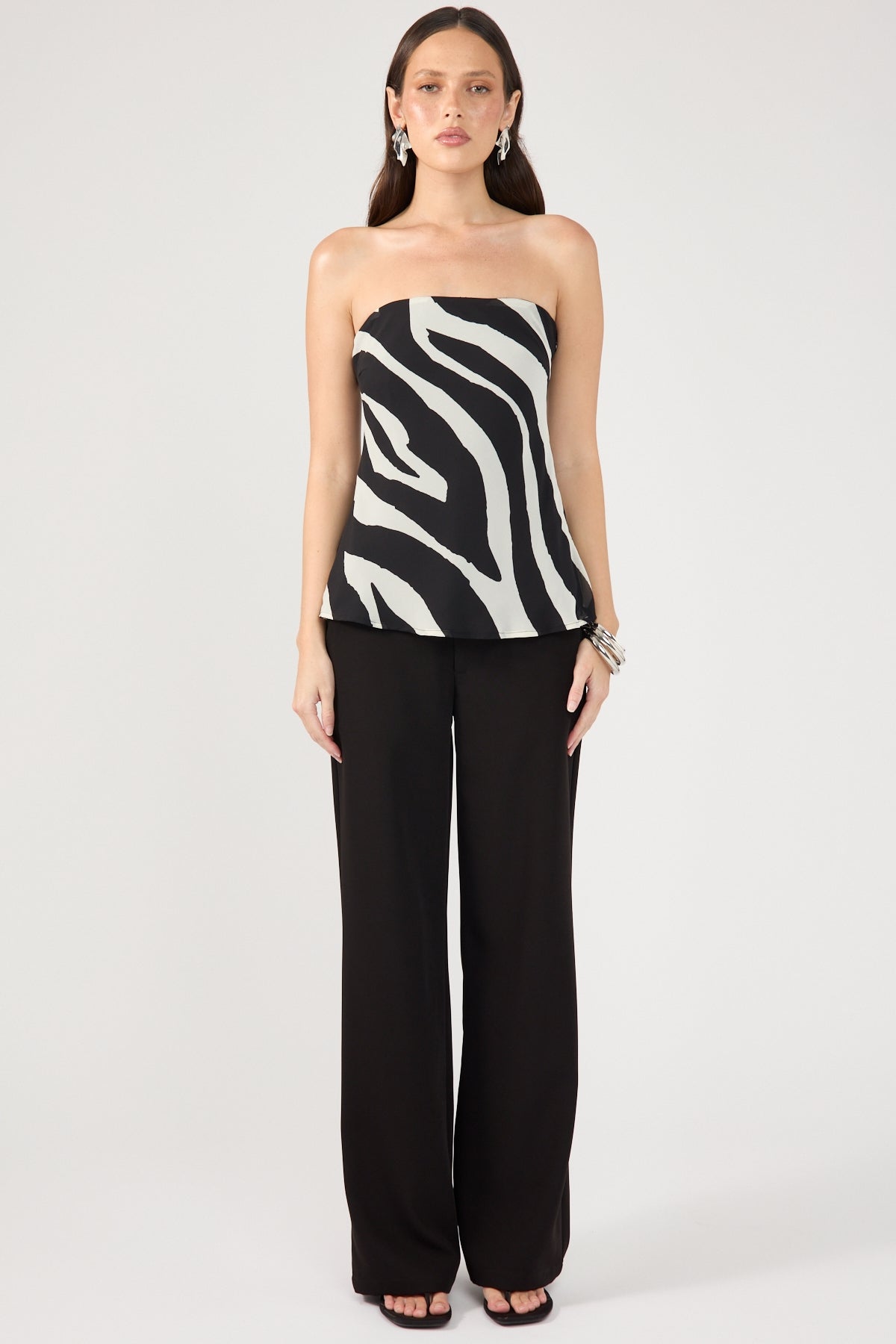 Perfect Stranger Zebby Chiffon Strapless Top Zebra