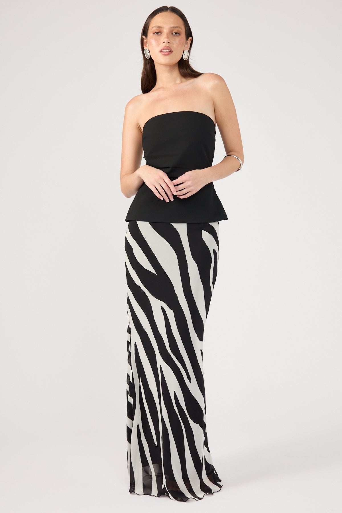 Perfect Stranger Zebby Chiffon Midi Skirt Zebra