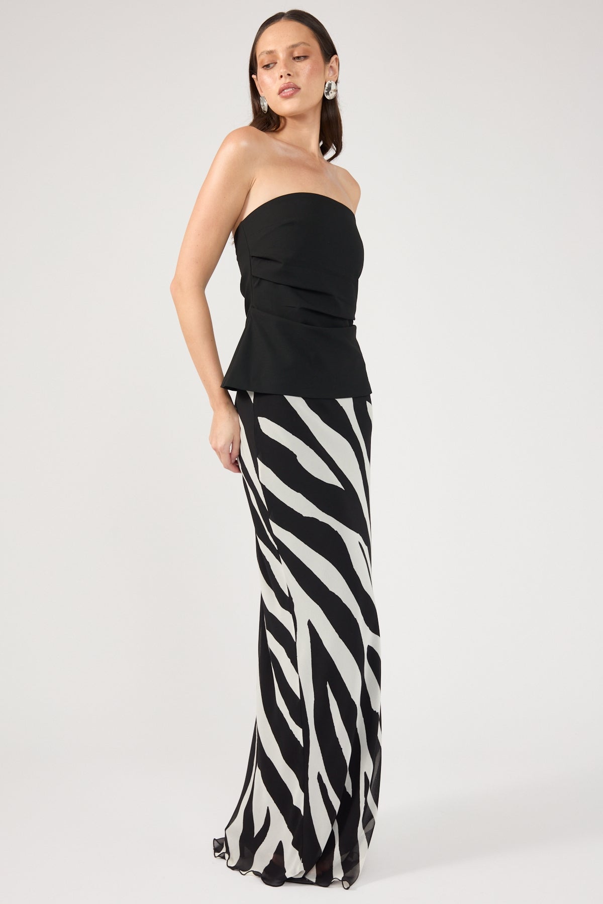 Perfect Stranger Zebby Chiffon Midi Skirt Zebra