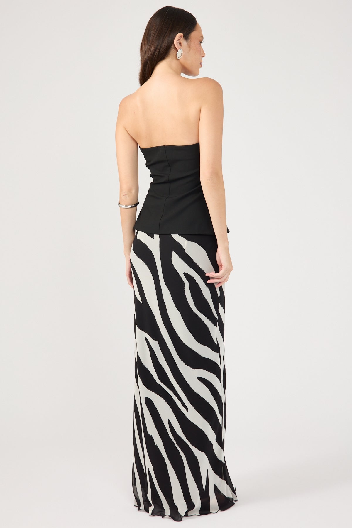 Perfect Stranger Zebby Chiffon Midi Skirt Zebra