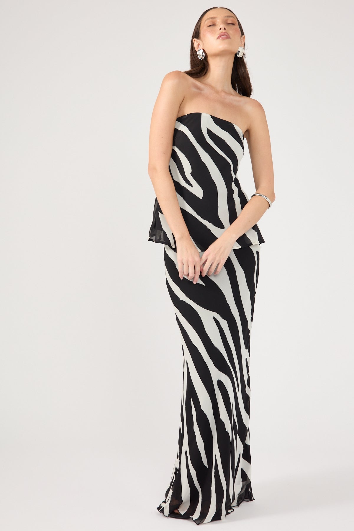 Perfect Stranger Zebby Chiffon Maxi Skirt Zebra