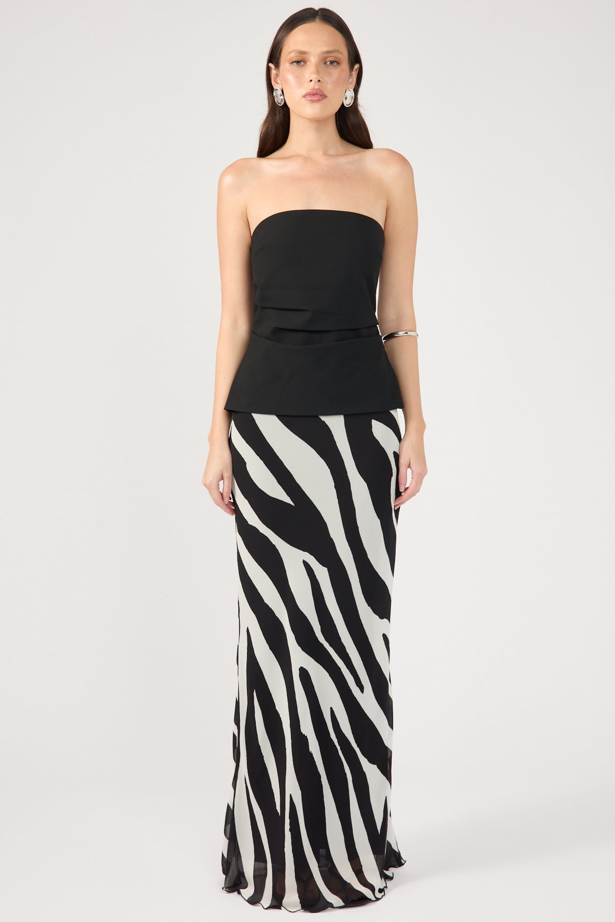 Perfect Stranger Zebby Chiffon Midi Skirt Zebra