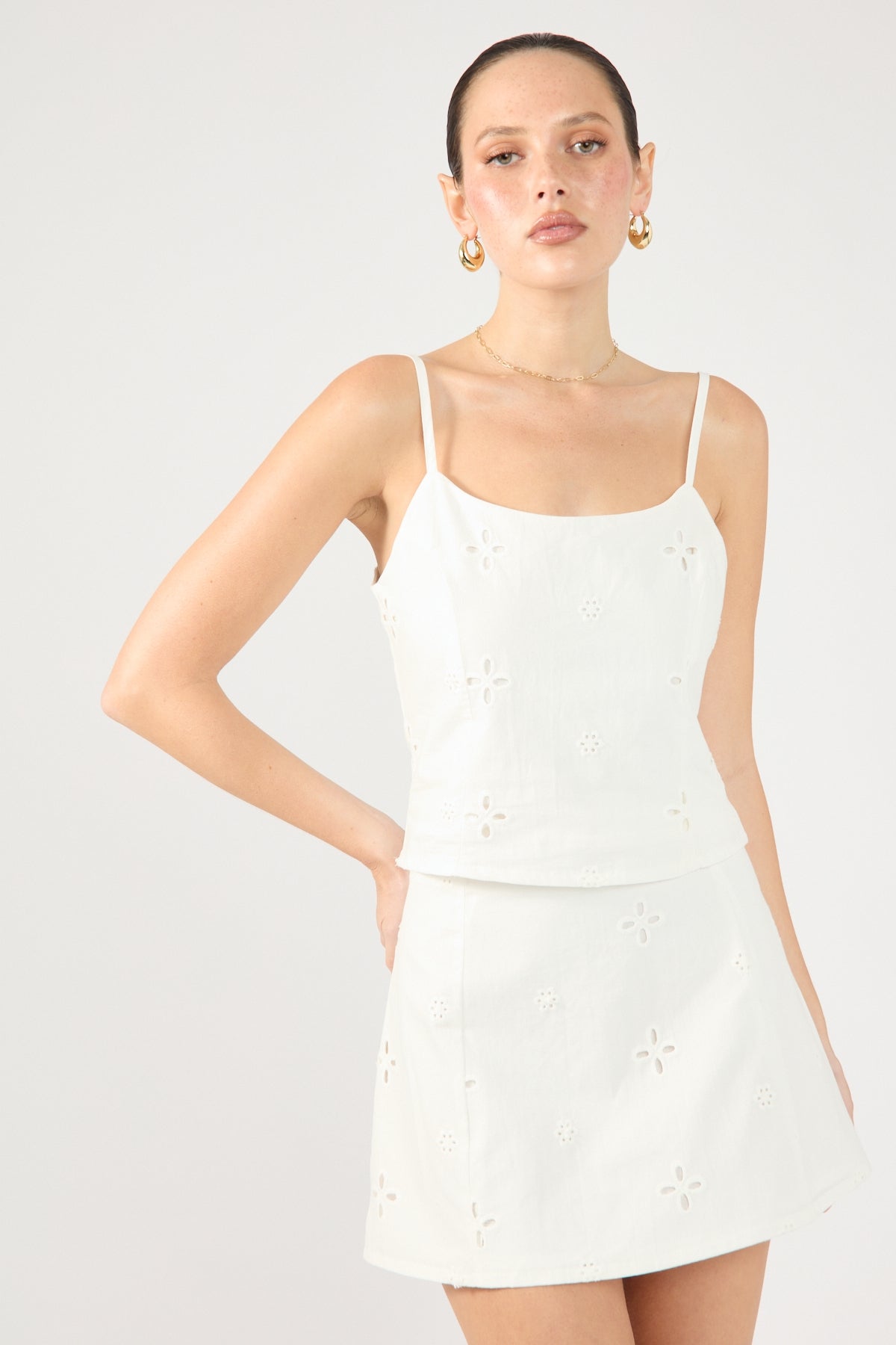 Perfect Stranger Jacqueline Broderie Frill Top White