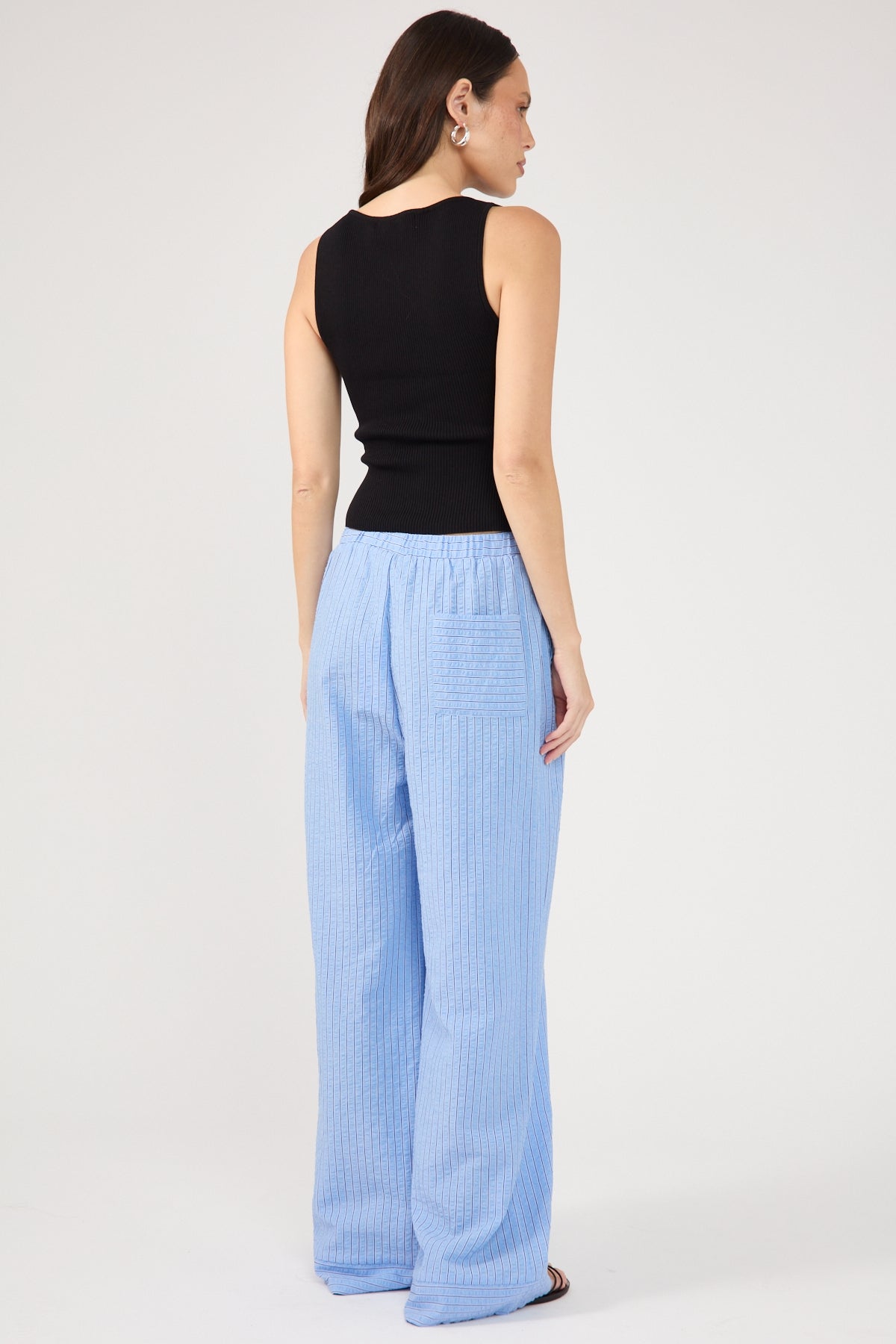 Perfect Stranger Azure Striped Straight Leg Pant Blue Stripe