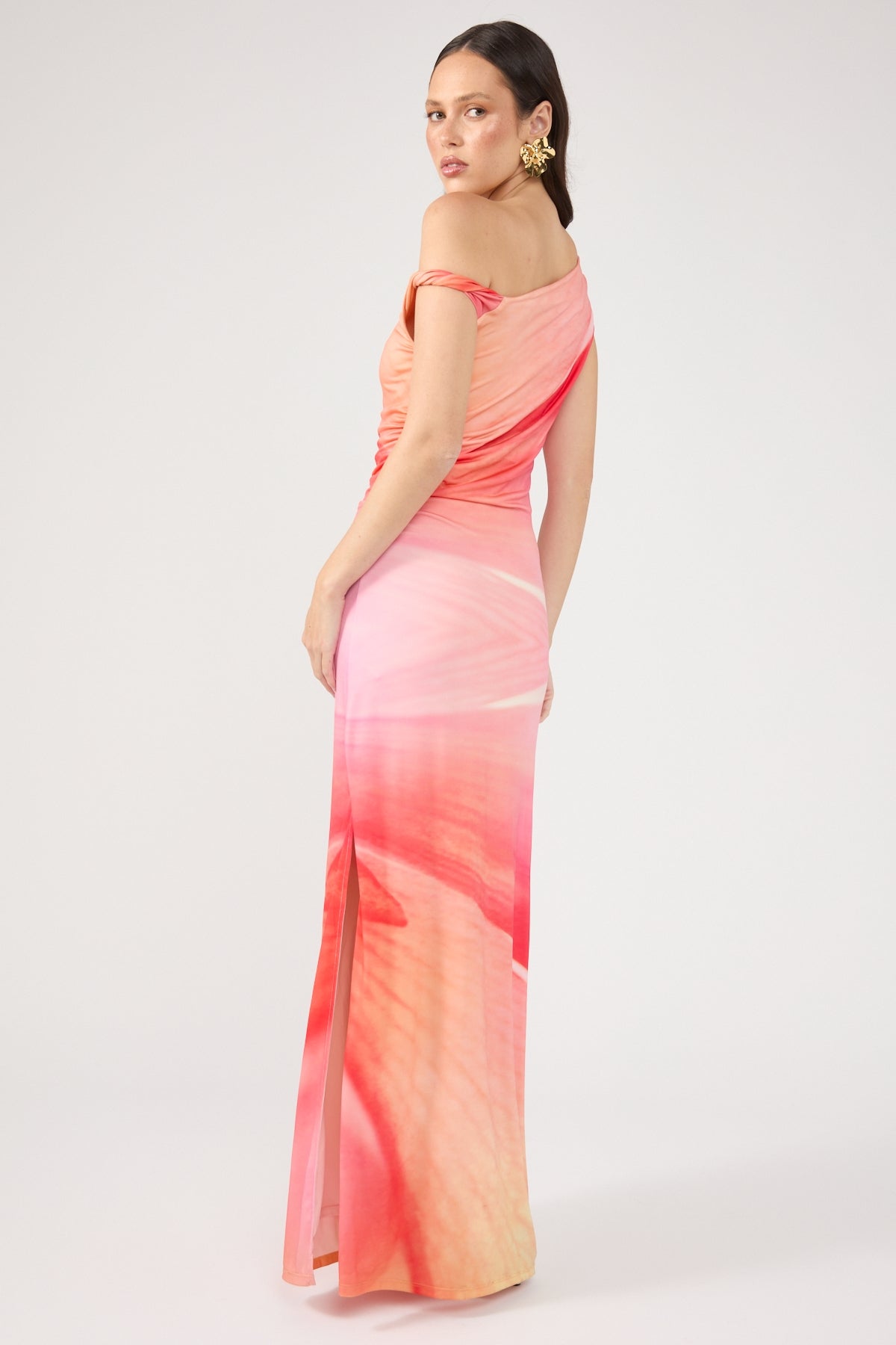 Perfect Stranger Petal Whisper Maxi Dress Coral Print