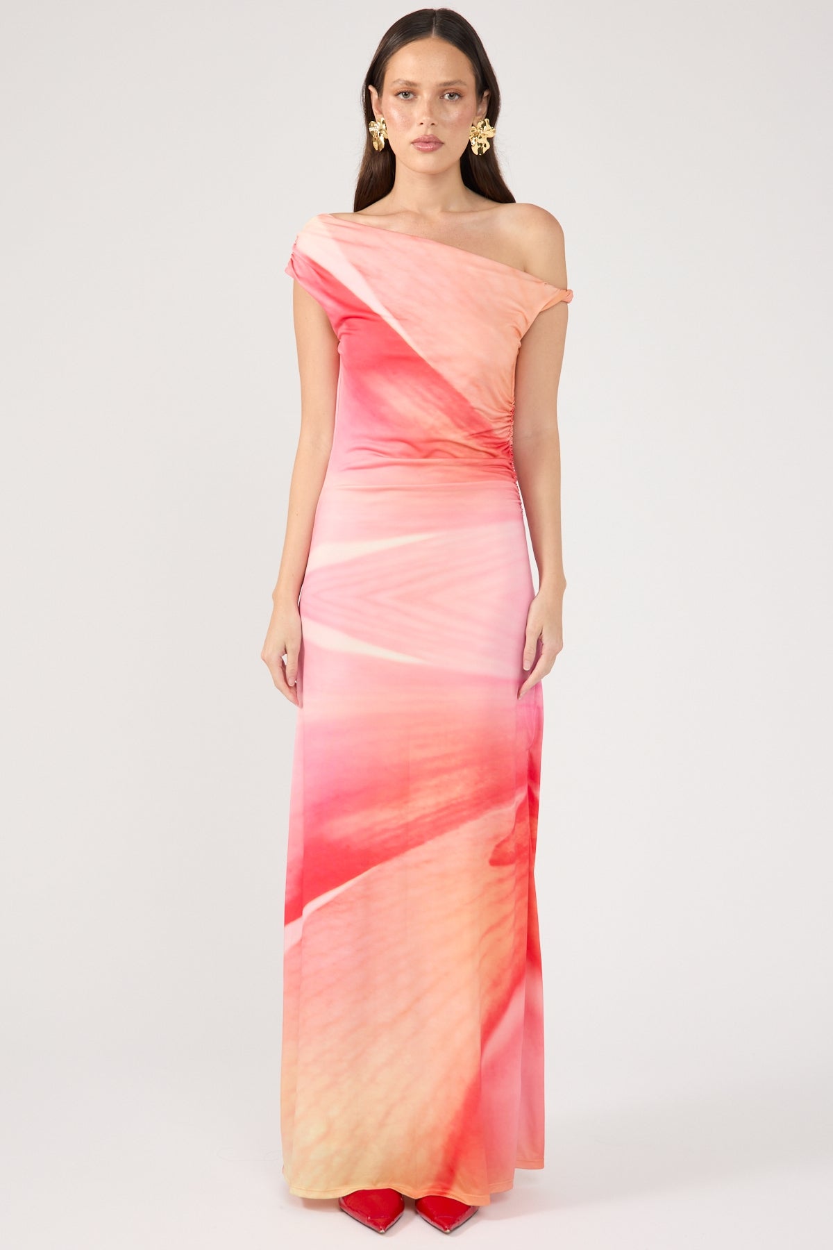 Perfect Stranger Petal Whisper Maxi Dress Coral Print