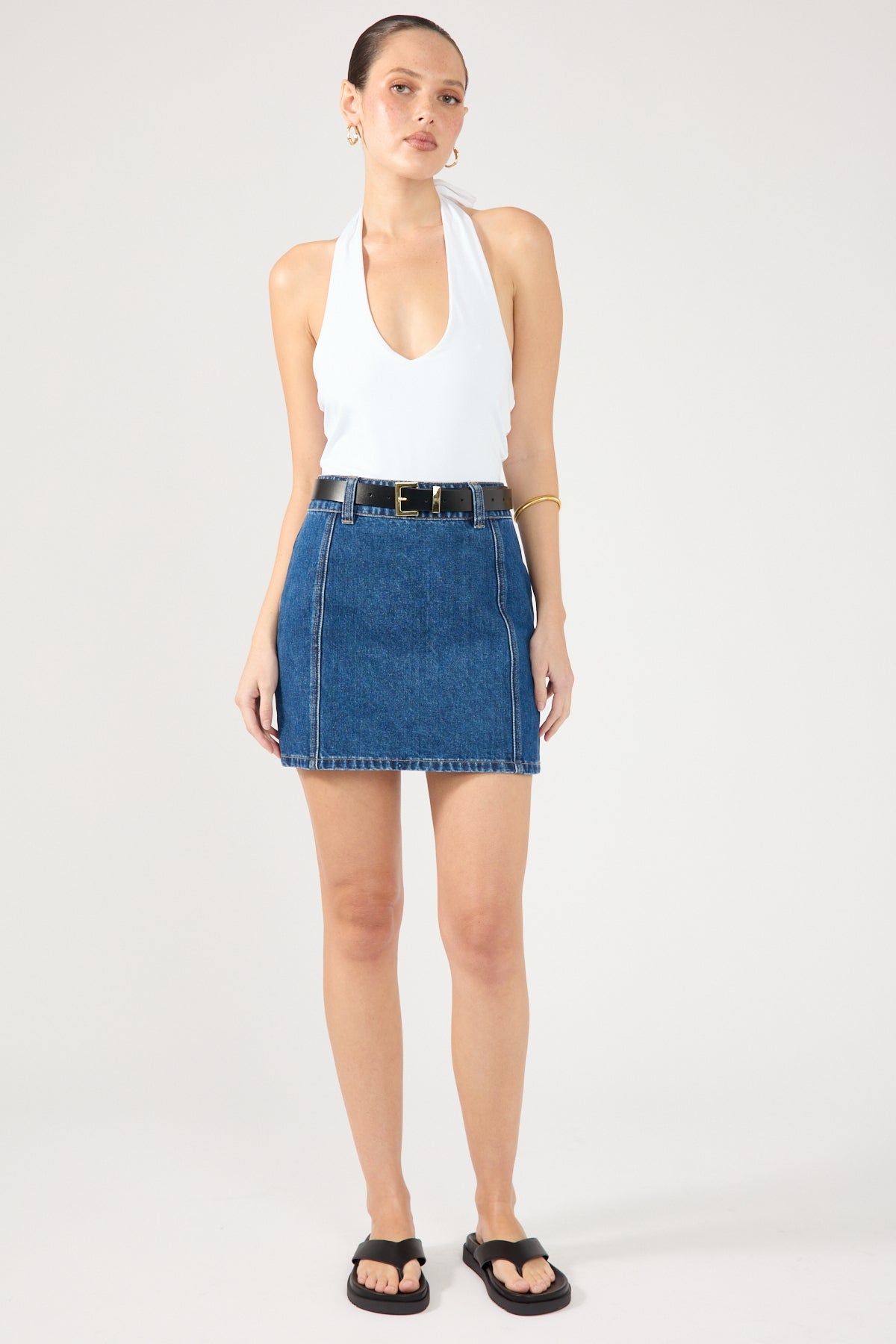 Perfect Stranger Mika Denim Mini Skirt Mid Blue Denim