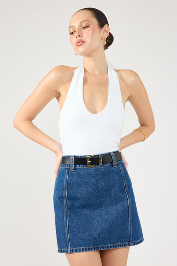 Perfect Stranger Mika Denim Mini Skirt Mid Blue Denim